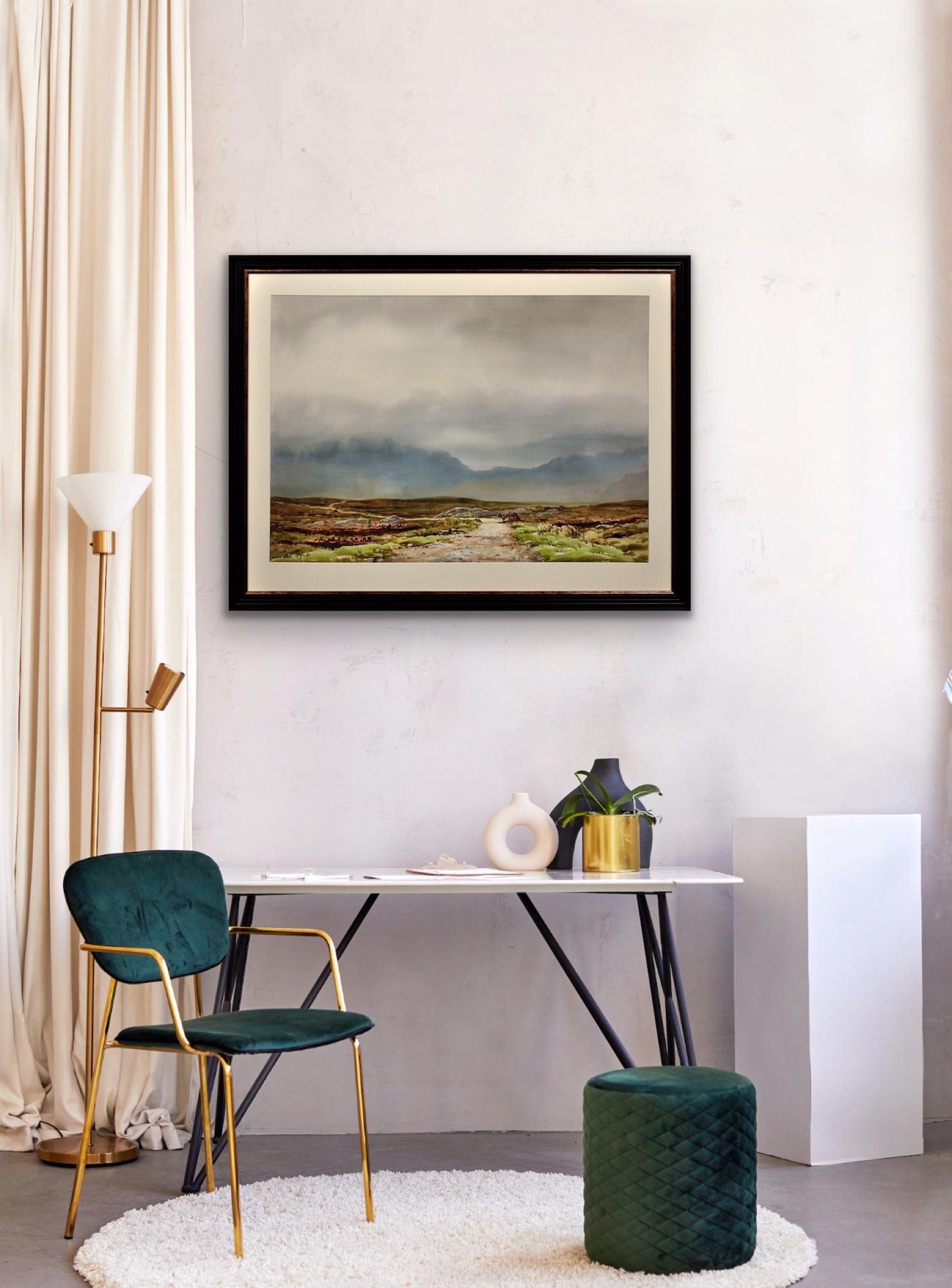The Maamturk Mountains from Recess, Connemara, Ireland. Framed Irish Watercolor. For Sale 8