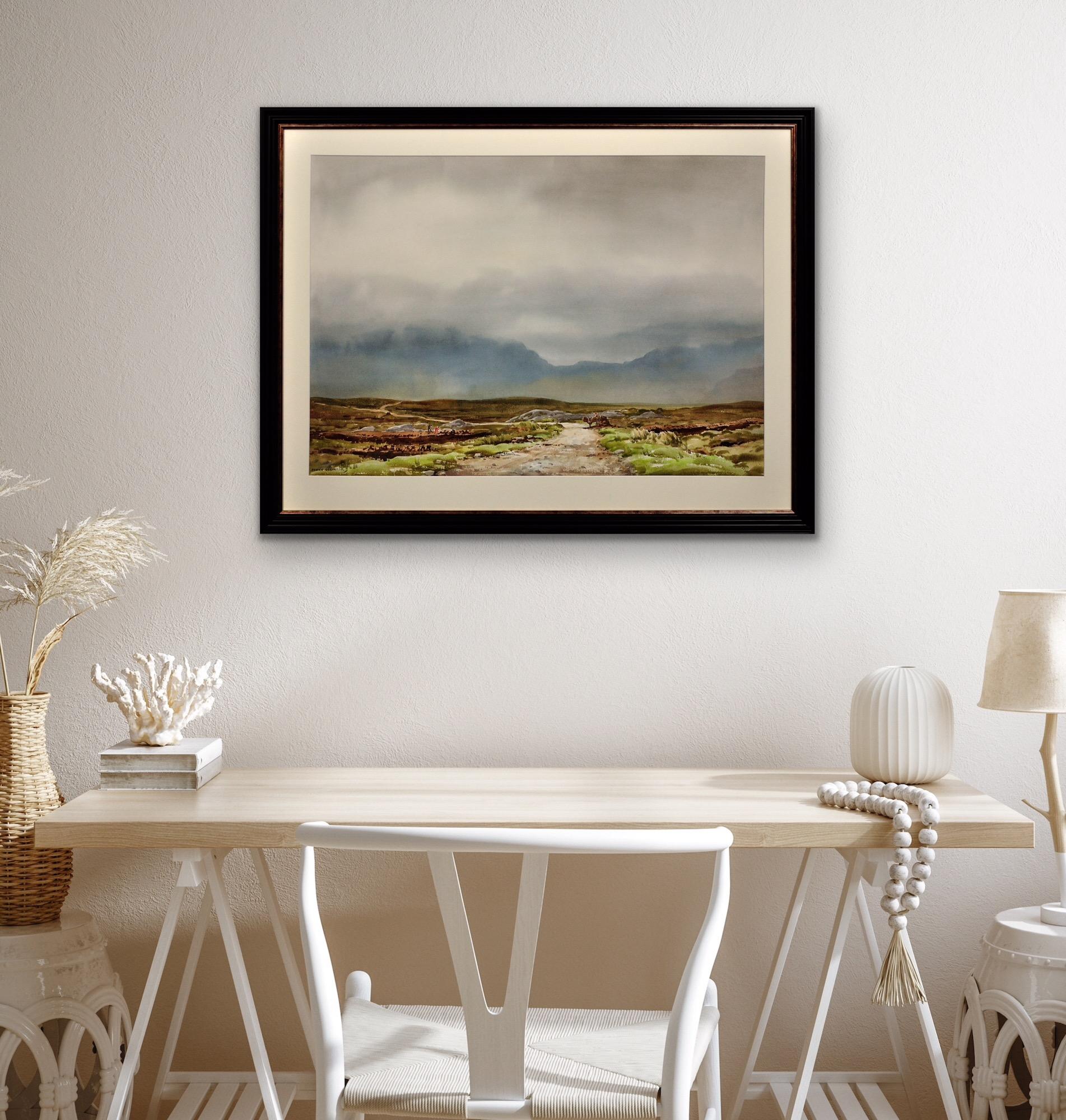 The Maamturk Mountains from Recess, Connemara, Ireland. Framed Irish Watercolor. For Sale 14