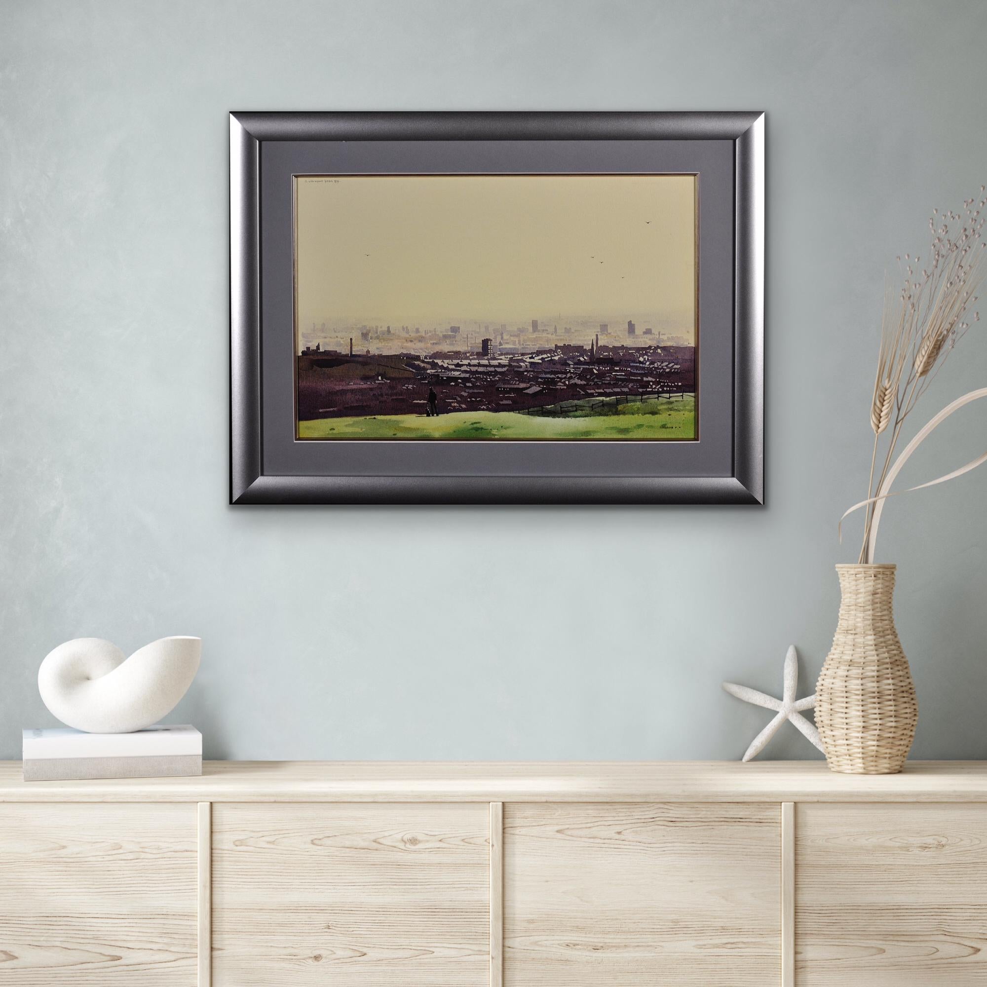 Oldham from the Surrounding Hills. Original Framed Landscape Watercolor . City For Sale 9