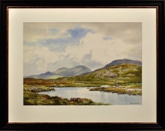 The Ballynahinch River (Owenmore), Connemara, Ireland. Framed Irish Watercolor.
