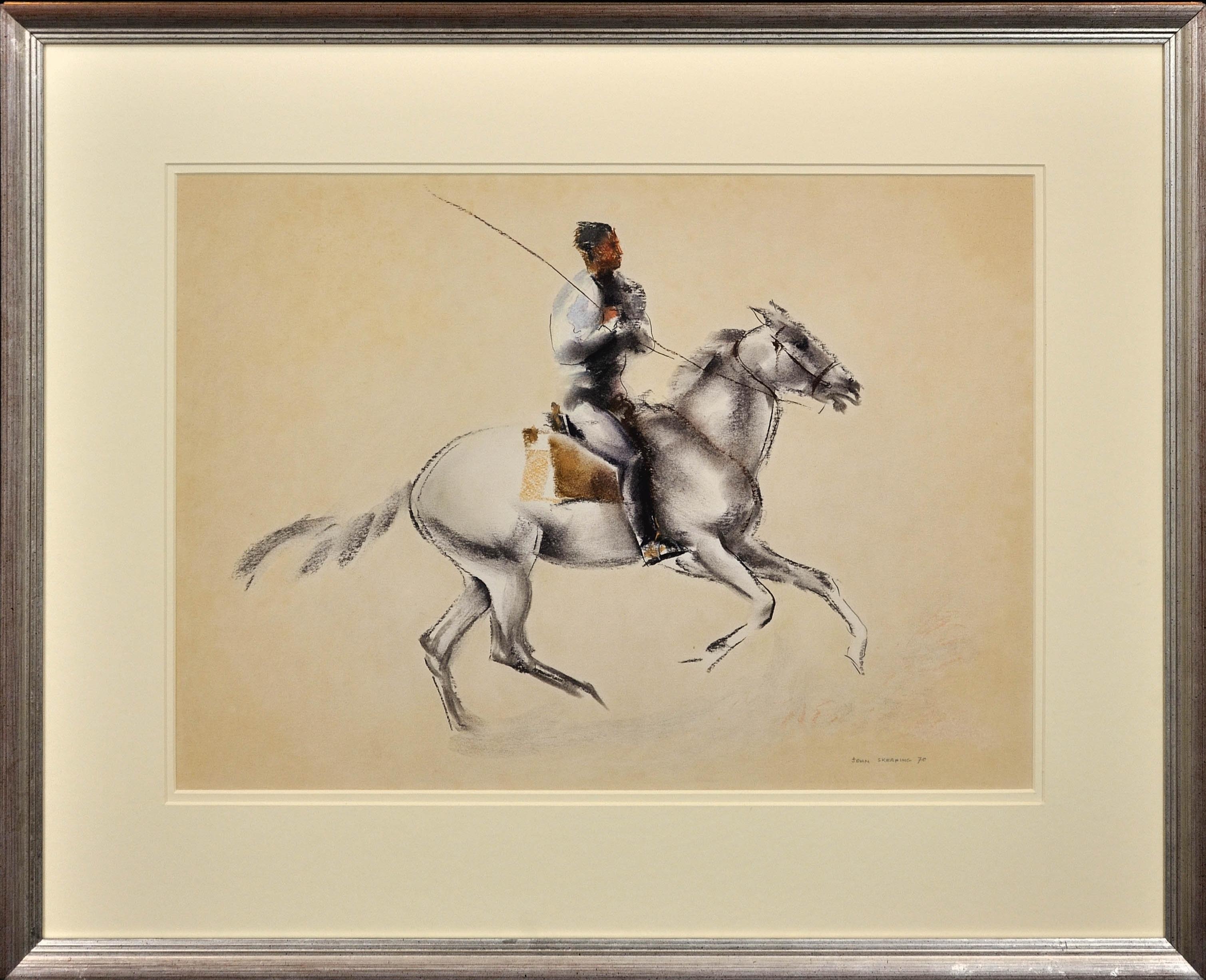 John Rattenbury Skeaping Figurative Art – Guardian, Cowboy und Reiter der Camargue, Südfrankreich. Mitte des Jahrhunderts.