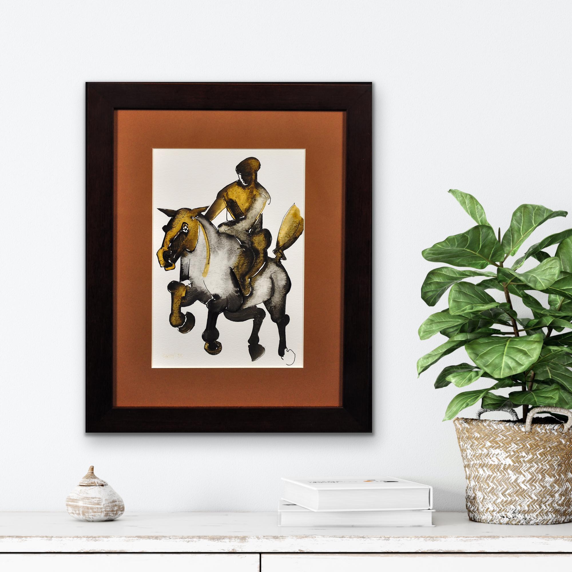 Horse & Rider. Geoffrey Key Original Watercolor. 1988.Modern British.Equestrian. For Sale 4