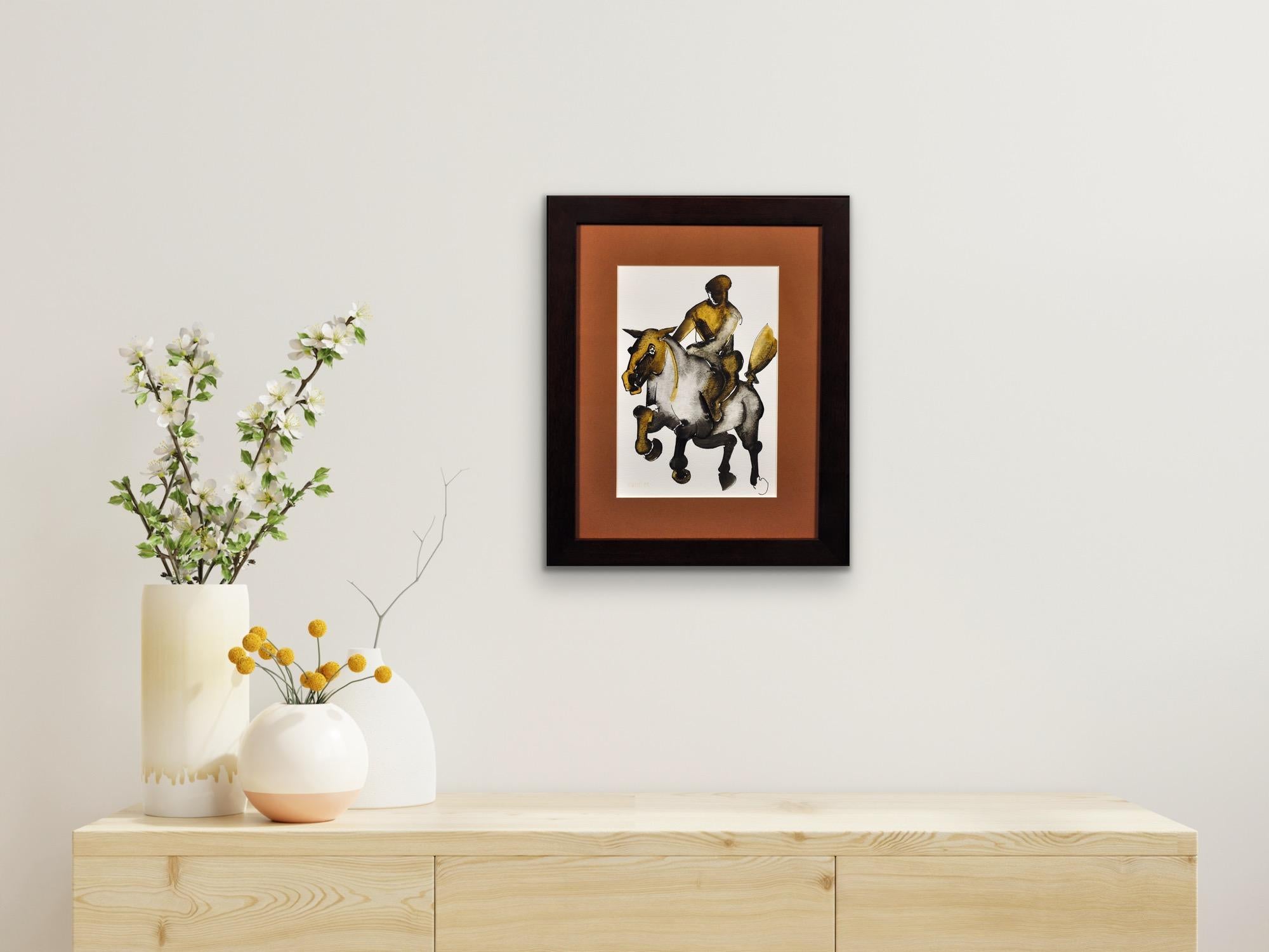 Horse & Rider Modern British Northern Art Manchester Salford Original Watercolor For Sale 6