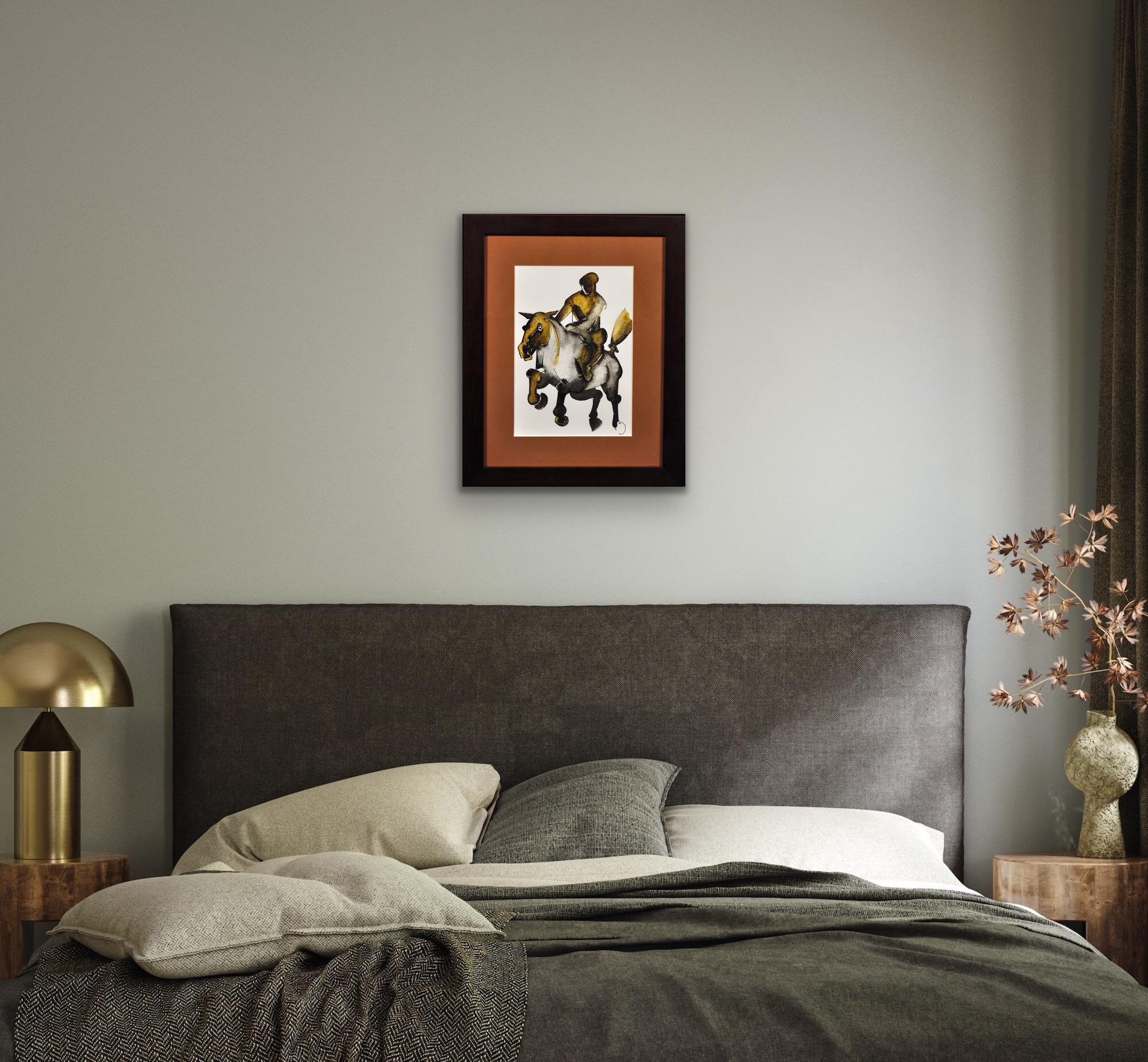 Horse & Rider Modern British Northern Art Manchester Salford Original Watercolor For Sale 4