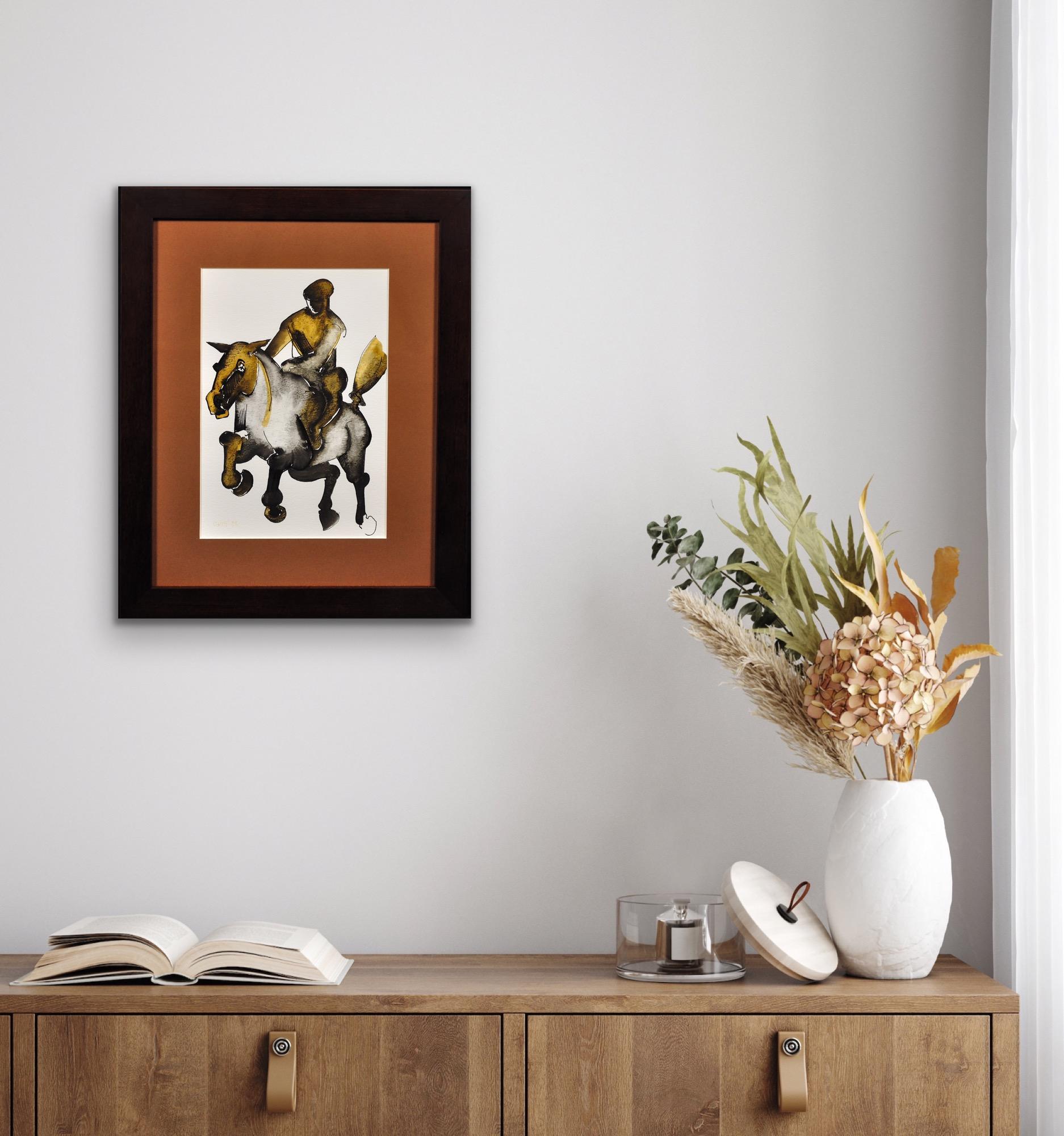 Horse & Rider Modern British Northern Art Manchester Salford Original Watercolor For Sale 14
