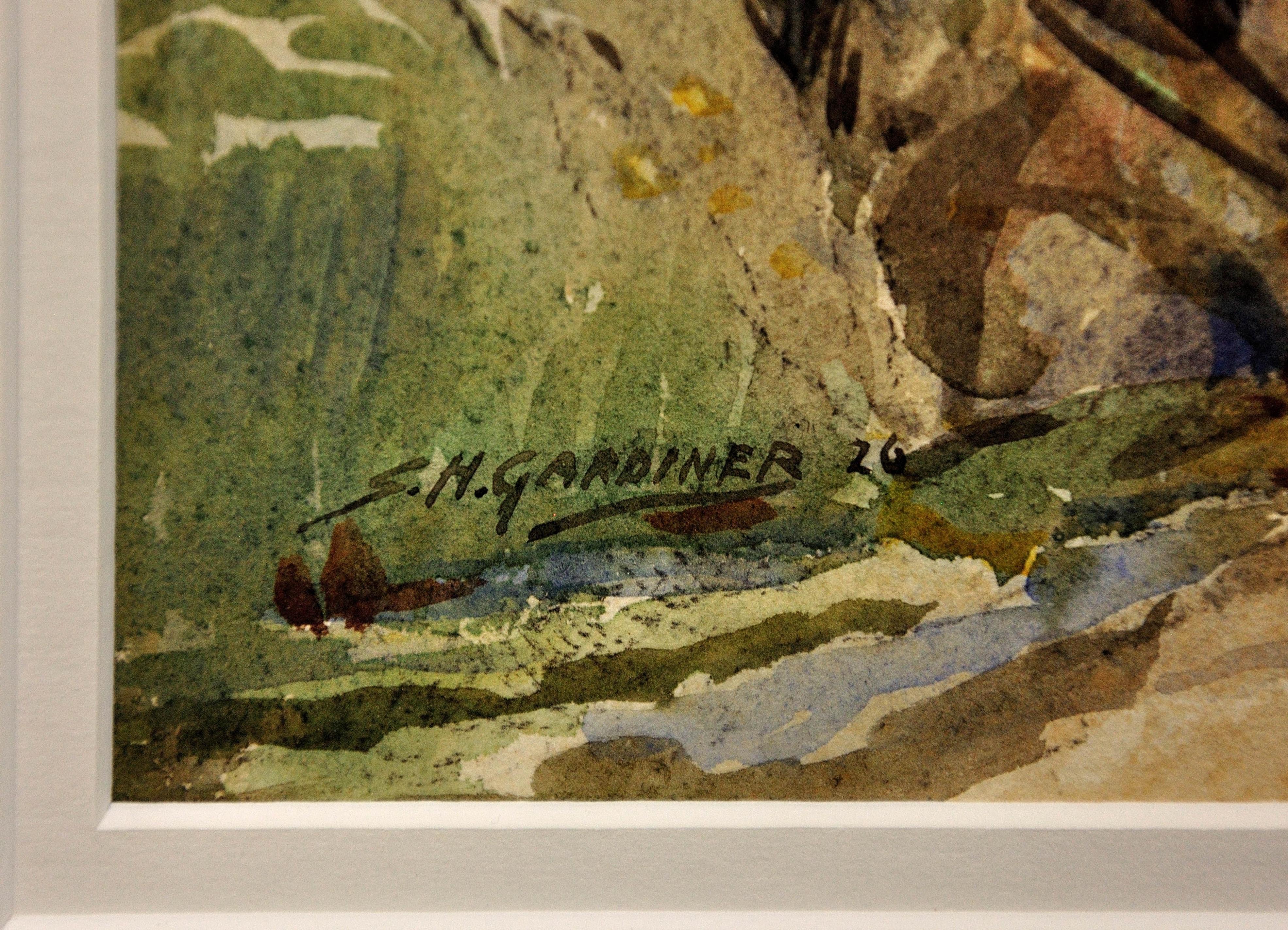 Stanley Horace Gardiner.
Anglais ( b.1887 - d.1952 ).
The Road To Cliff, Nr Fowey, Cornwall 1926.
Aquarelle.
Signé et daté 1926 en bas à gauche.
Taille de l'image 13,4 pouces x 11,4 pouces ( 34cm x 29cm ).
Taille du cadre 21.9 pouces x 19.7 pouces (