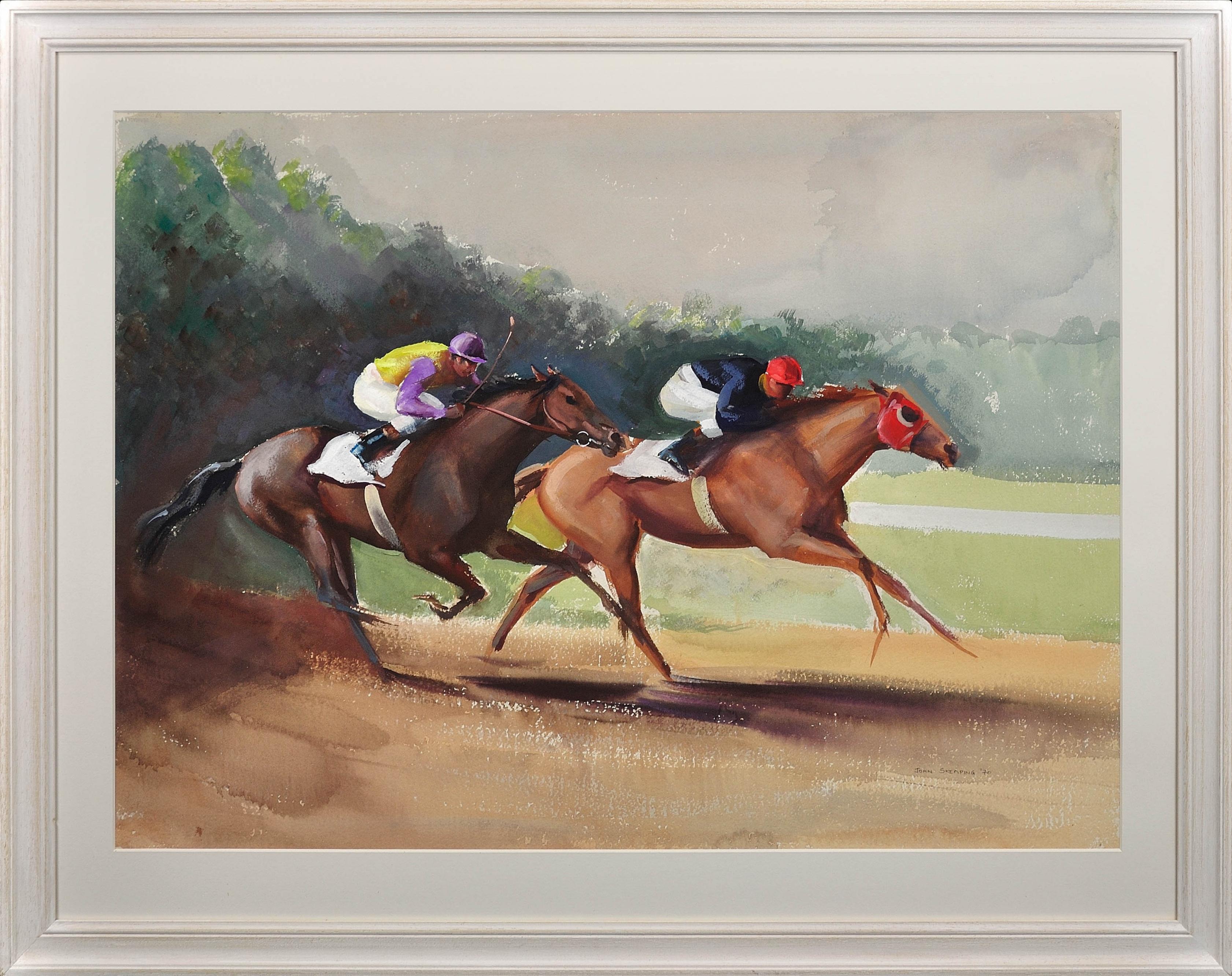 John Rattenbury Skeaping Animal Art - A Tight Finish. 1970.Race Horses. Final Furlong. Equine.Jockeys.Horse Racing.