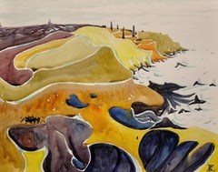 The Atlantic Coast Cornwall Framed 1970s Cornish Coastal Landscape Painting
