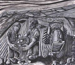 Lost Hedgerows Framed Environmental Activism Pastel Artwork Late 20th Century