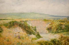 Summers Day At Steyning Bowl In West Sussex Framed Victorian Landscape Painting