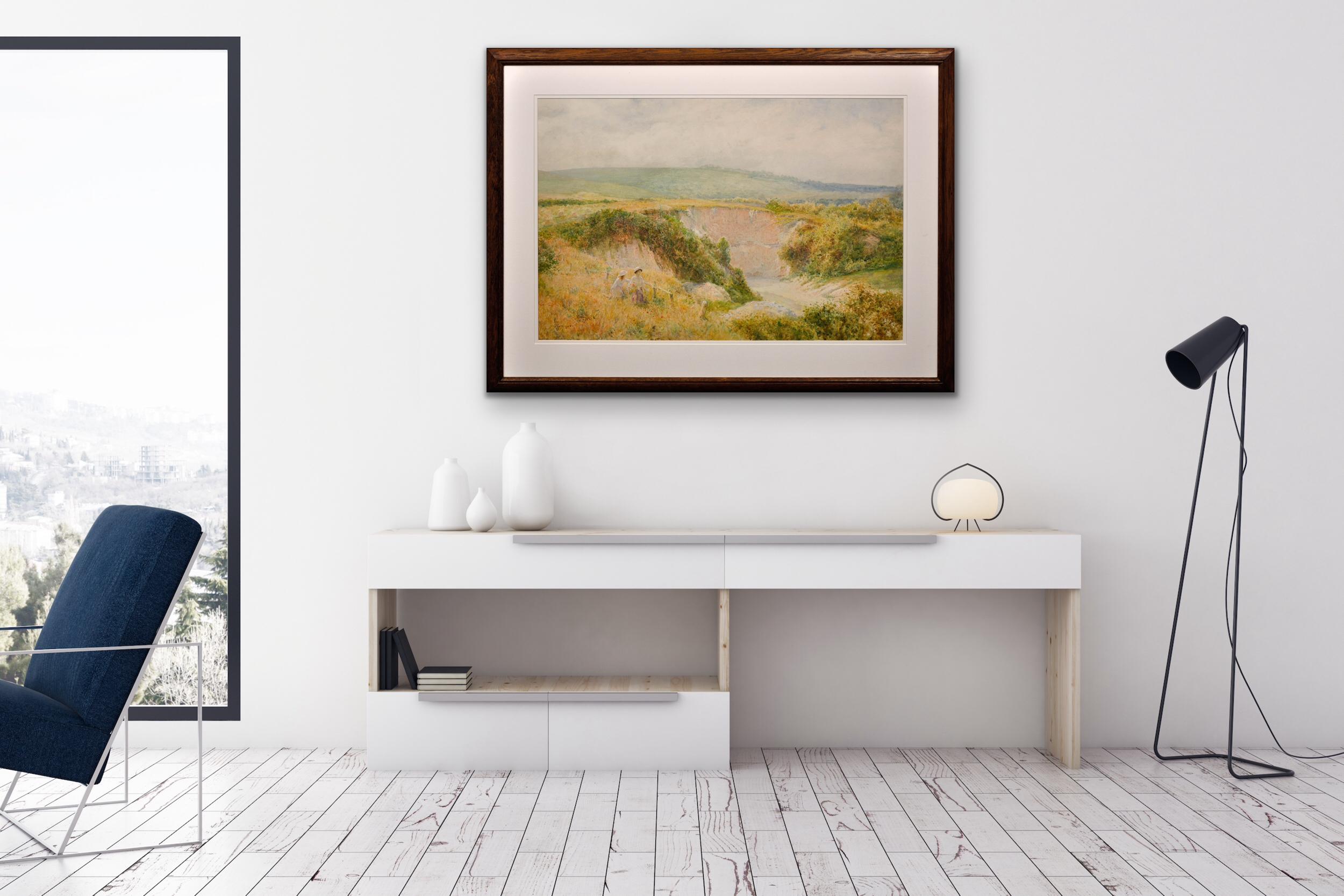 Sommertag in Steyning Bowl, West Sussex, South Downs Way. Viktorianische Landschaft. im Angebot 3