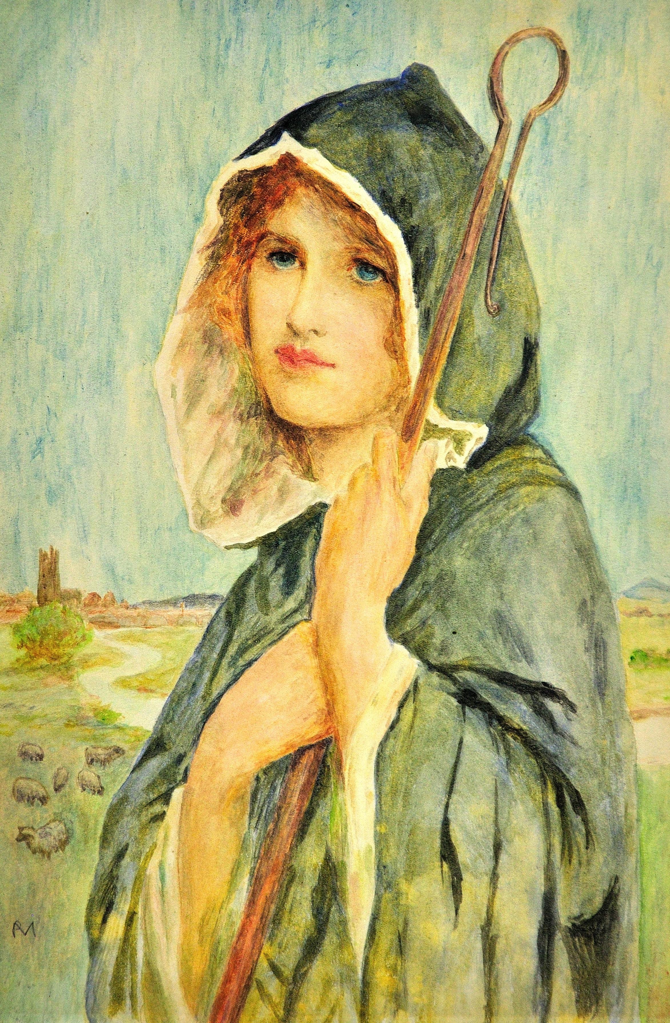 Philip Richard Morris. 
English ( b.1836 - d.1902 ).
The Cloaked Shepherdess.
Watercolor. Signed.
Image size 14 inches x 9.3 inches ( 35.5cm x 23.5cm ).
Frame size 26.3 inches x 20.3 inches ( 67cm x 51.5cm ).

Available for sale; this original