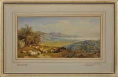 Crymlyn Bog und Neath River Estuary Swansea Bay 1872. Wales. Walisische Aquarellmalerei.