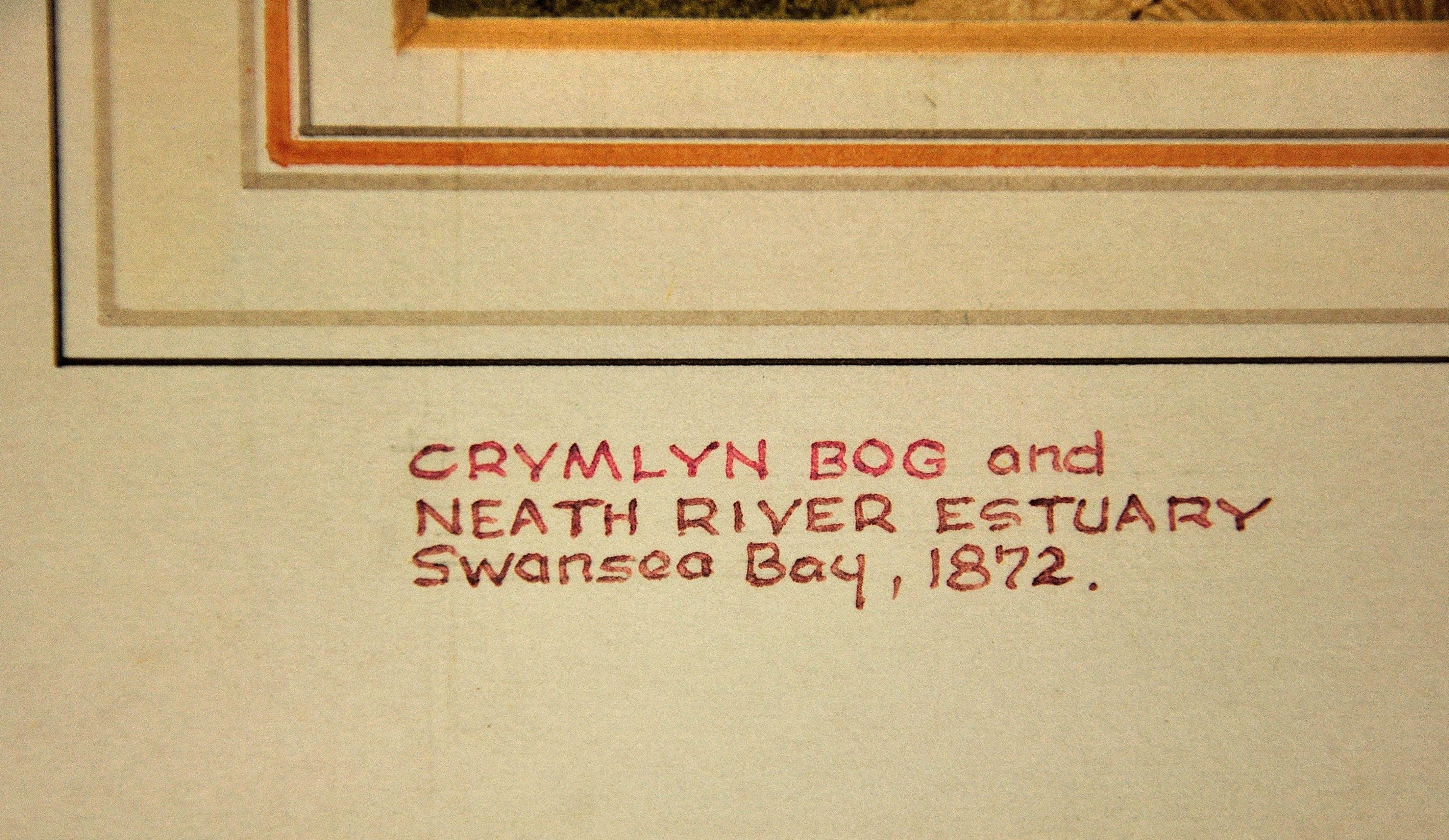 Crymlyn Bog and Neath River Estuary Swansea Bay 1872. Wales. Welsh Watercolor. For Sale 2