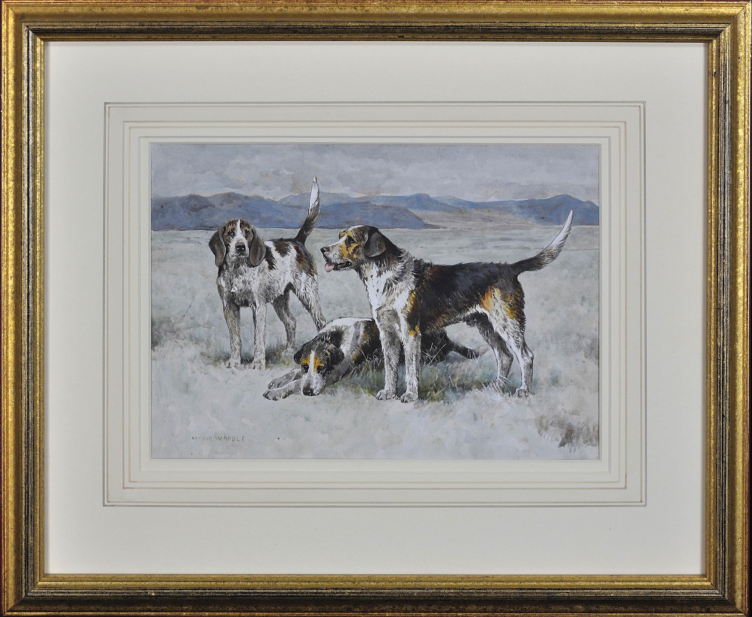 Animal Art Arthur Wardle - Les chiens de chasse gallois des troupes du lieutenant Buckley et de l'honorable H.C. Wynn.