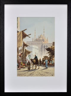 Antique The Citadel, Cairo, The Great Mosque of Muhammad Ali Pasha. American Orientalist