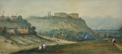 Framed Victorian Watercolor Painting Prospect Of Nottingham Castle & The Park