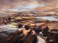 Framed 1960s Yorkshire Dales Soaring Above The Landscape Watercolour Painting