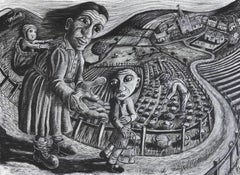 The First Day At School In Rural Wales Framed Welsh Cultural Pastel Artwork