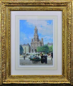 La iglesia de la Santísima Trinidad París Principios del siglo XX Pintura parisina enmarcada