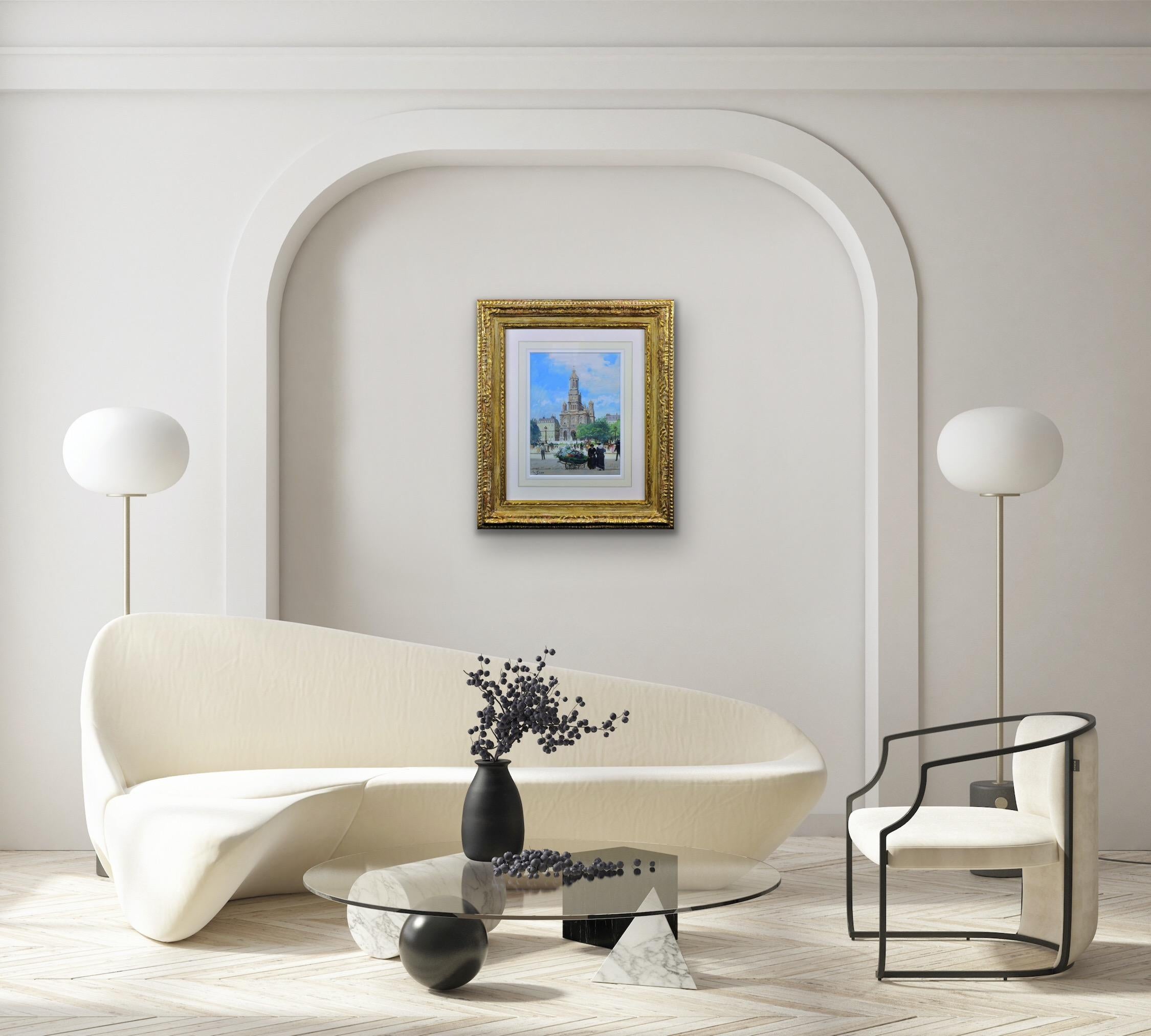 La iglesia de la Santísima Trinidad París Principios del siglo XX Pintura parisina enmarcada en venta 14