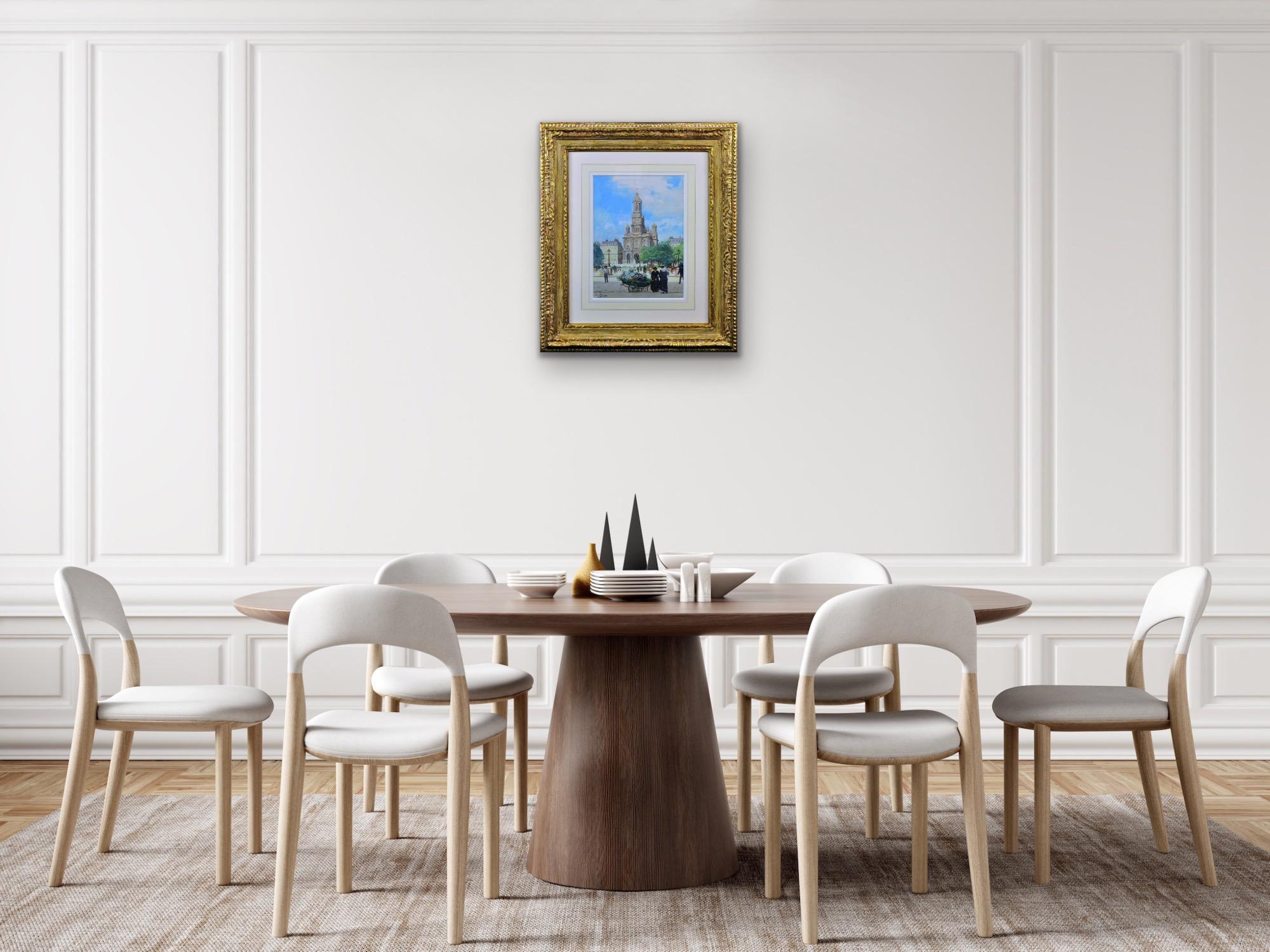 La iglesia de la Santísima Trinidad París Principios del siglo XX Pintura parisina enmarcada en venta 7