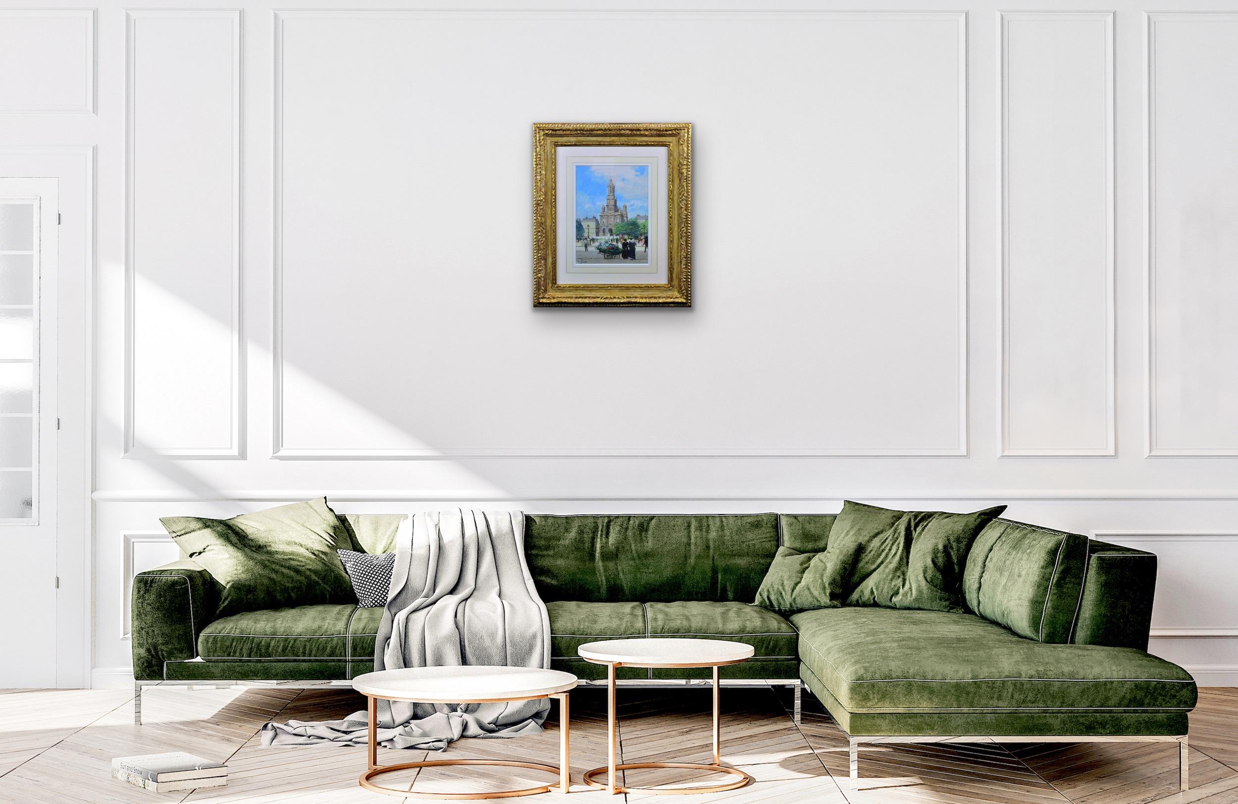 La iglesia de la Santísima Trinidad París Principios del siglo XX Pintura parisina enmarcada en venta 6