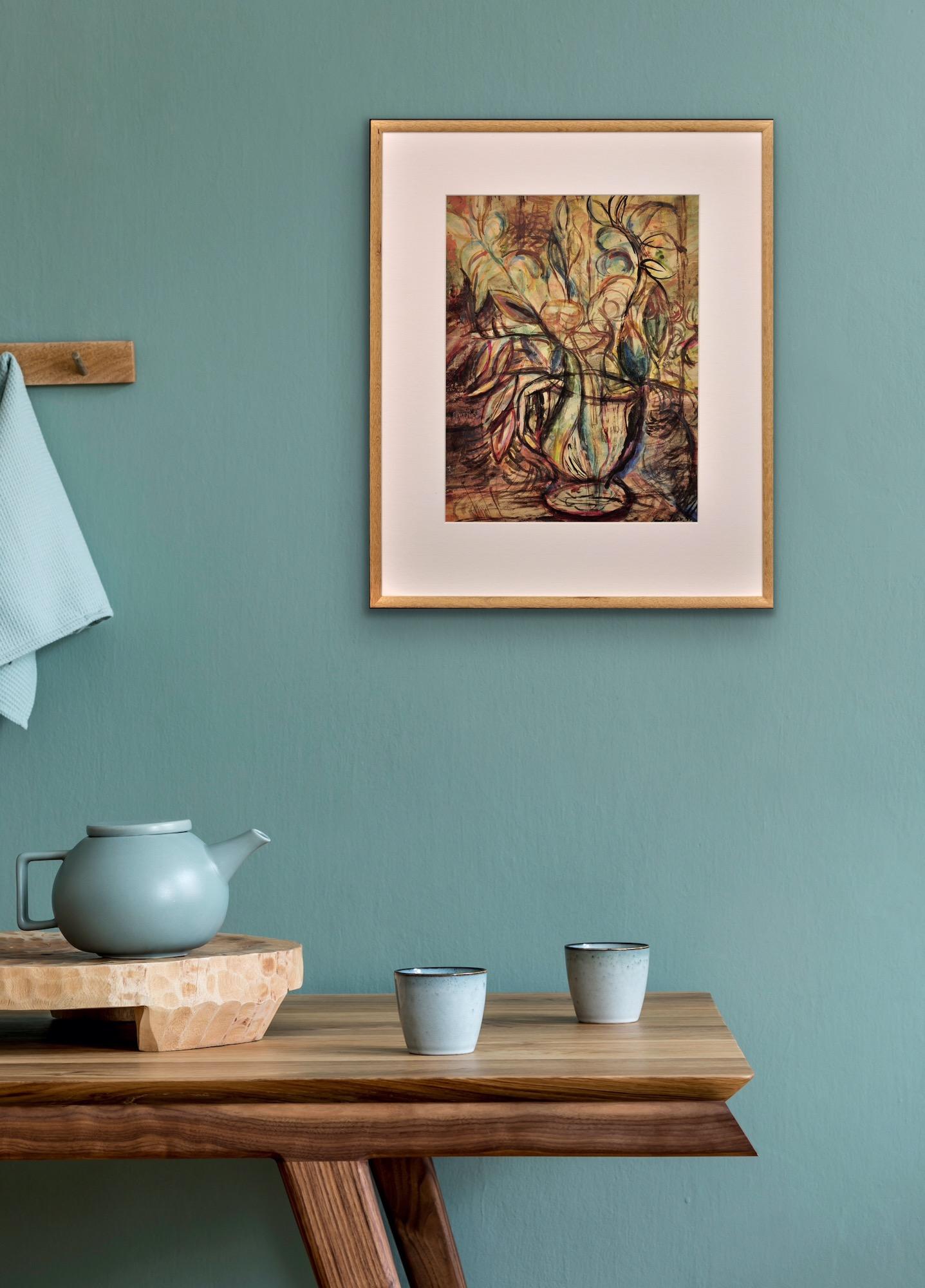 1945 Wartime Still Life Watercolor English Coveted Ceramic Artist And Teacher en vente 13