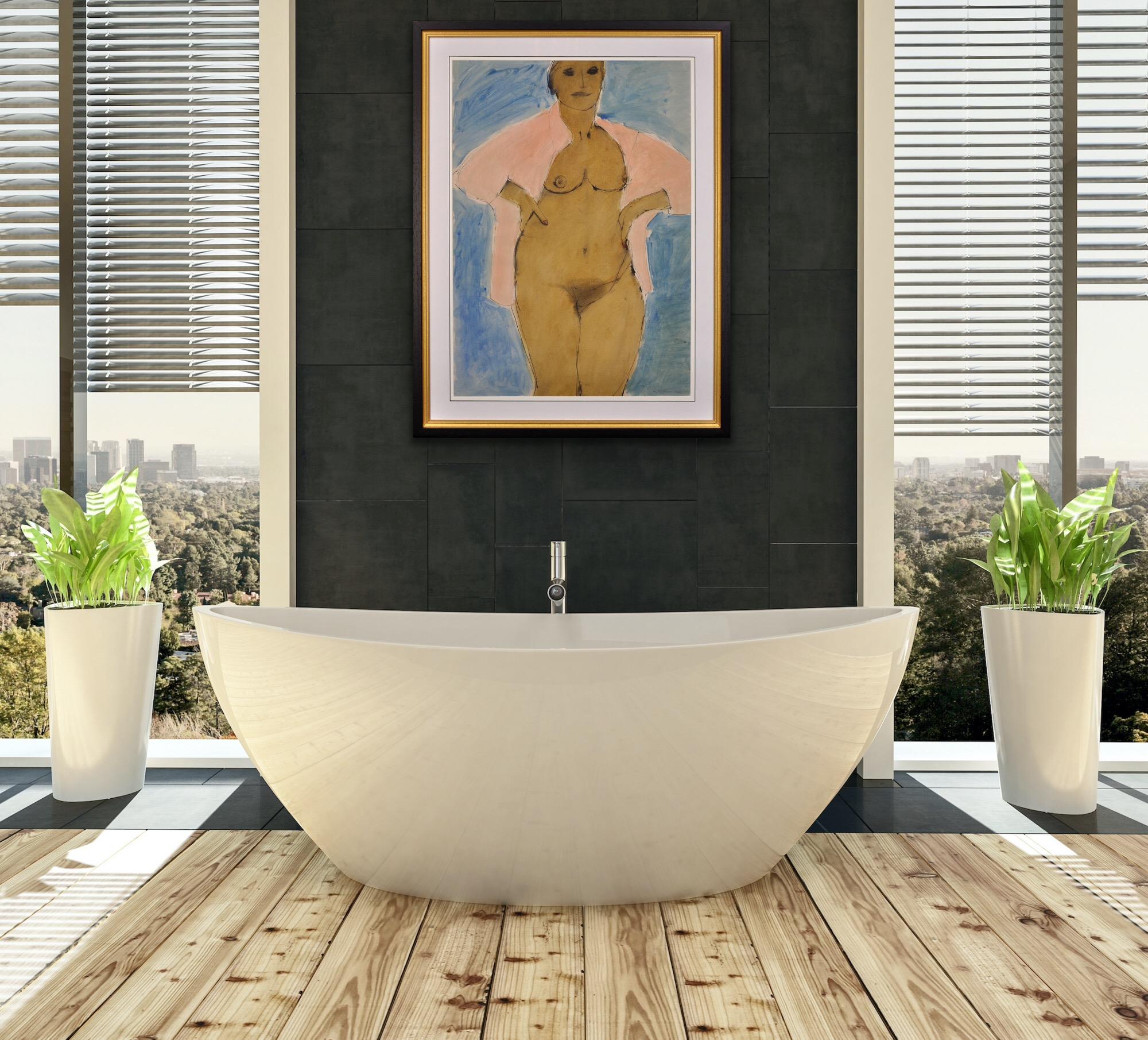 I+I Can't Stay Away From You 1980 Vintage Painting Mature Female Nude In Cornwall (Je ne peux pas rester loin de toi) en vente 1