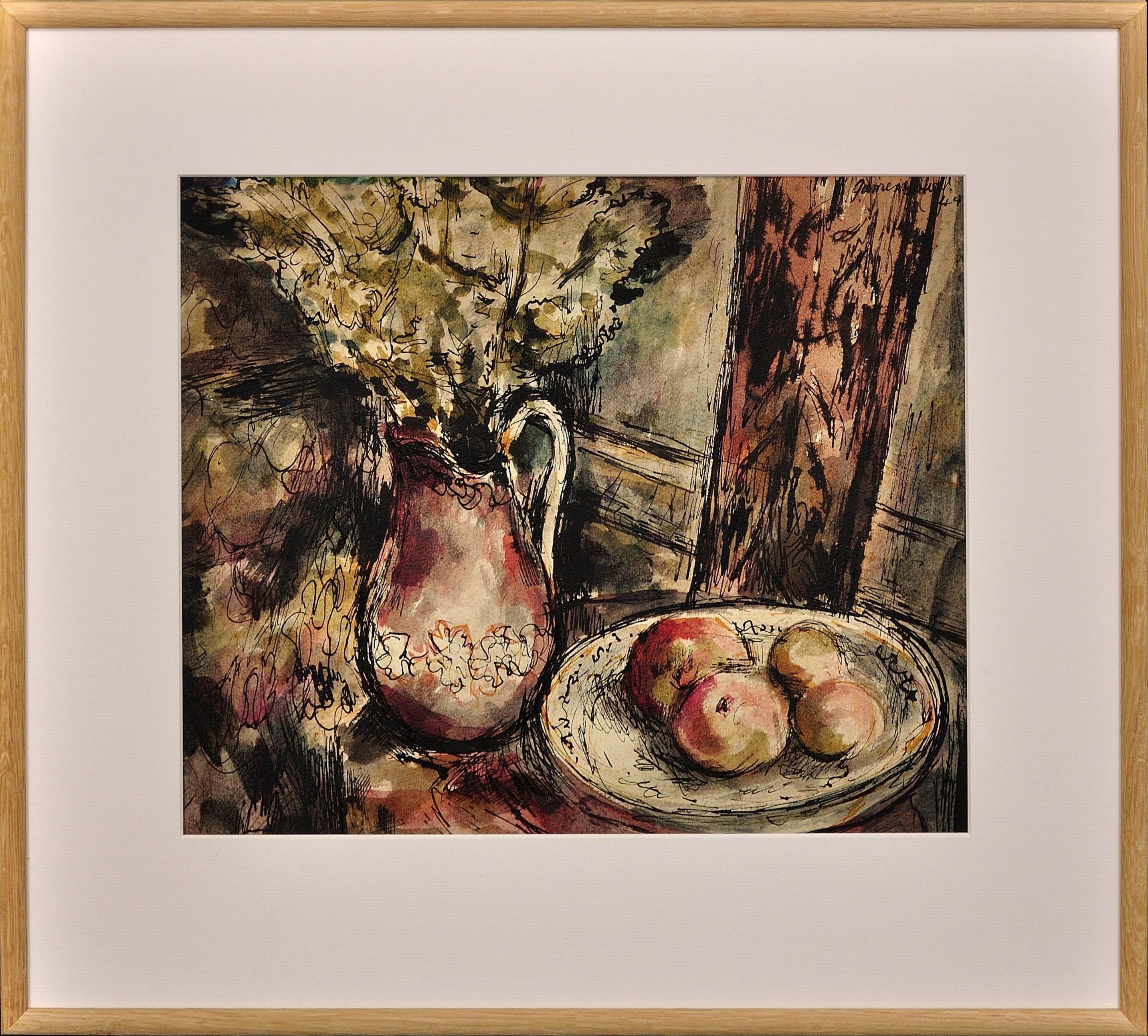 James Tower Still-Life - Wartime Still Life Watercolor by Important British Ceramic Pottery Sculptor 1944