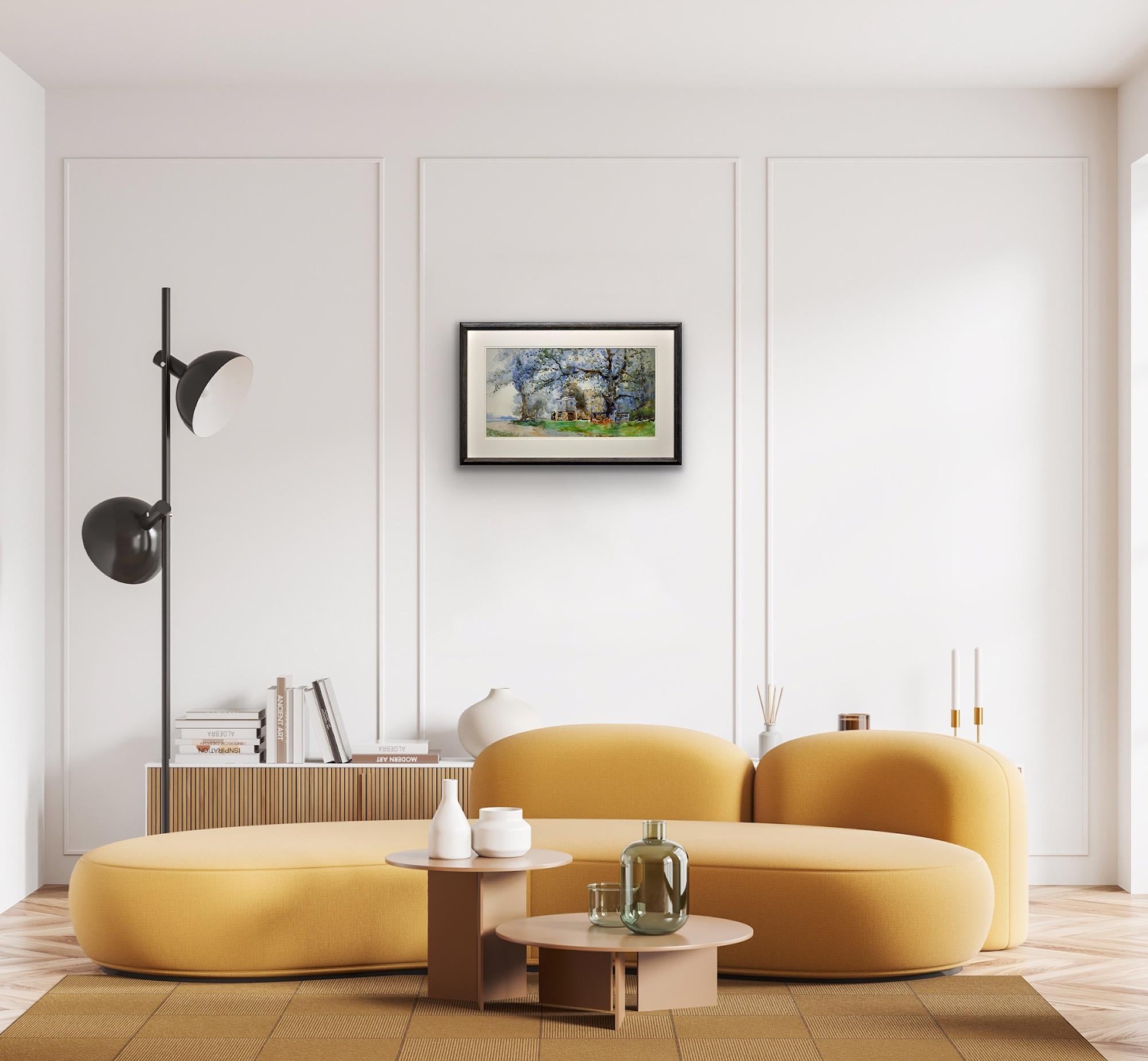 Caravan di zingari Rom alla Casa Rotonda Wilford Nottingham Pittura ad acquerello in vendita 6