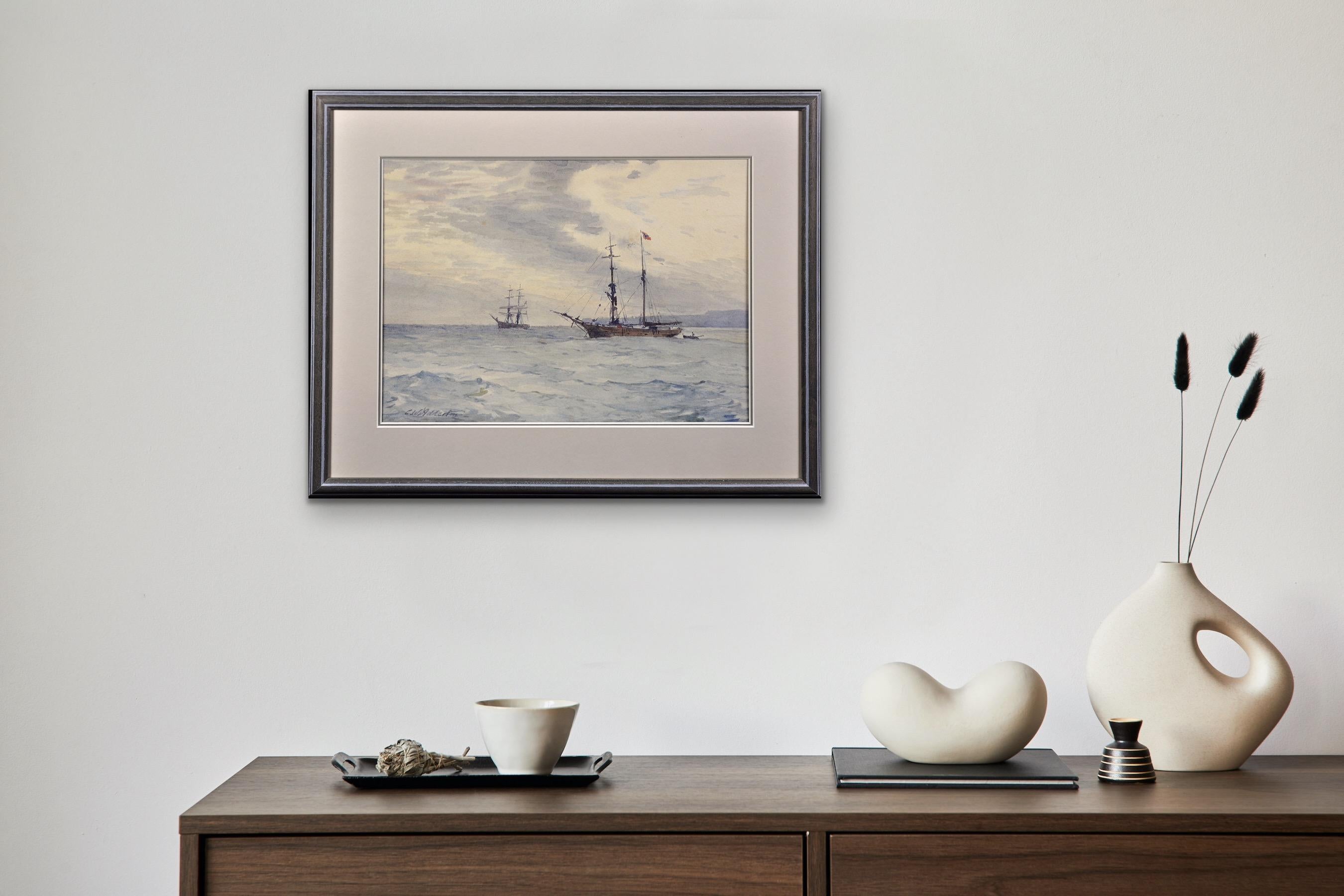 Norwegische Barques Lyme Bay Devon und Dorset gerahmtes viktorianisches maritimen Gemälde im Angebot 1