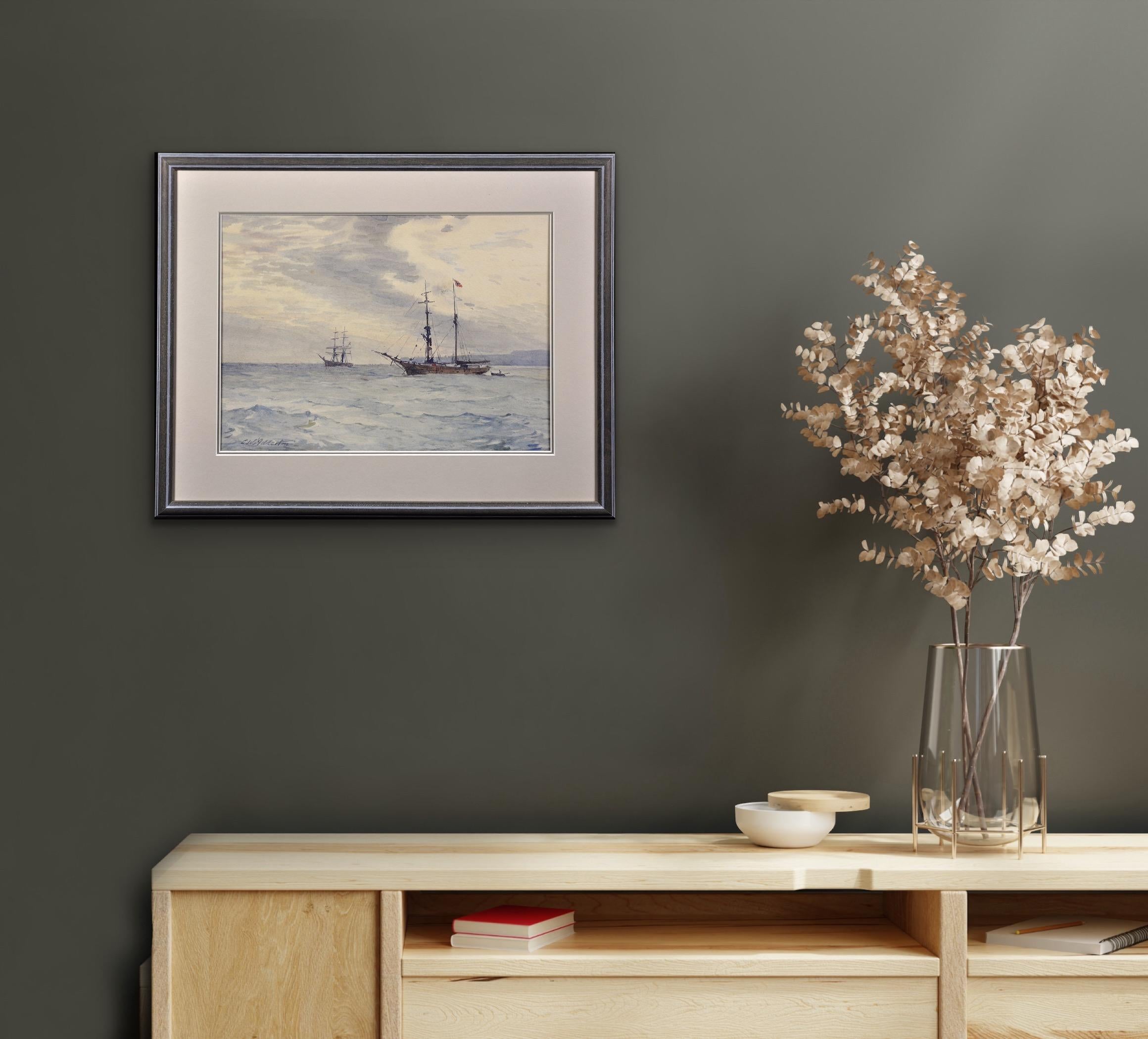 Norwegische Barques Lyme Bay Devon und Dorset gerahmtes viktorianisches maritimen Gemälde im Angebot 6