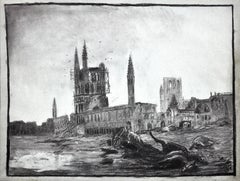 World War 1 Trench Art Battlefield Framed Drawing Belgian Soldier Arras France