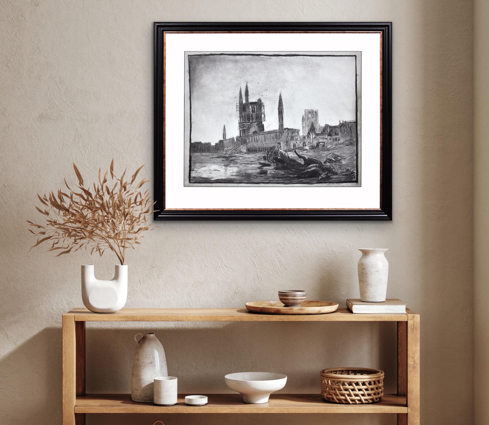 World War 1 Trench Art Battlefield Framed Drawing Belgian Soldier Arras France For Sale 11