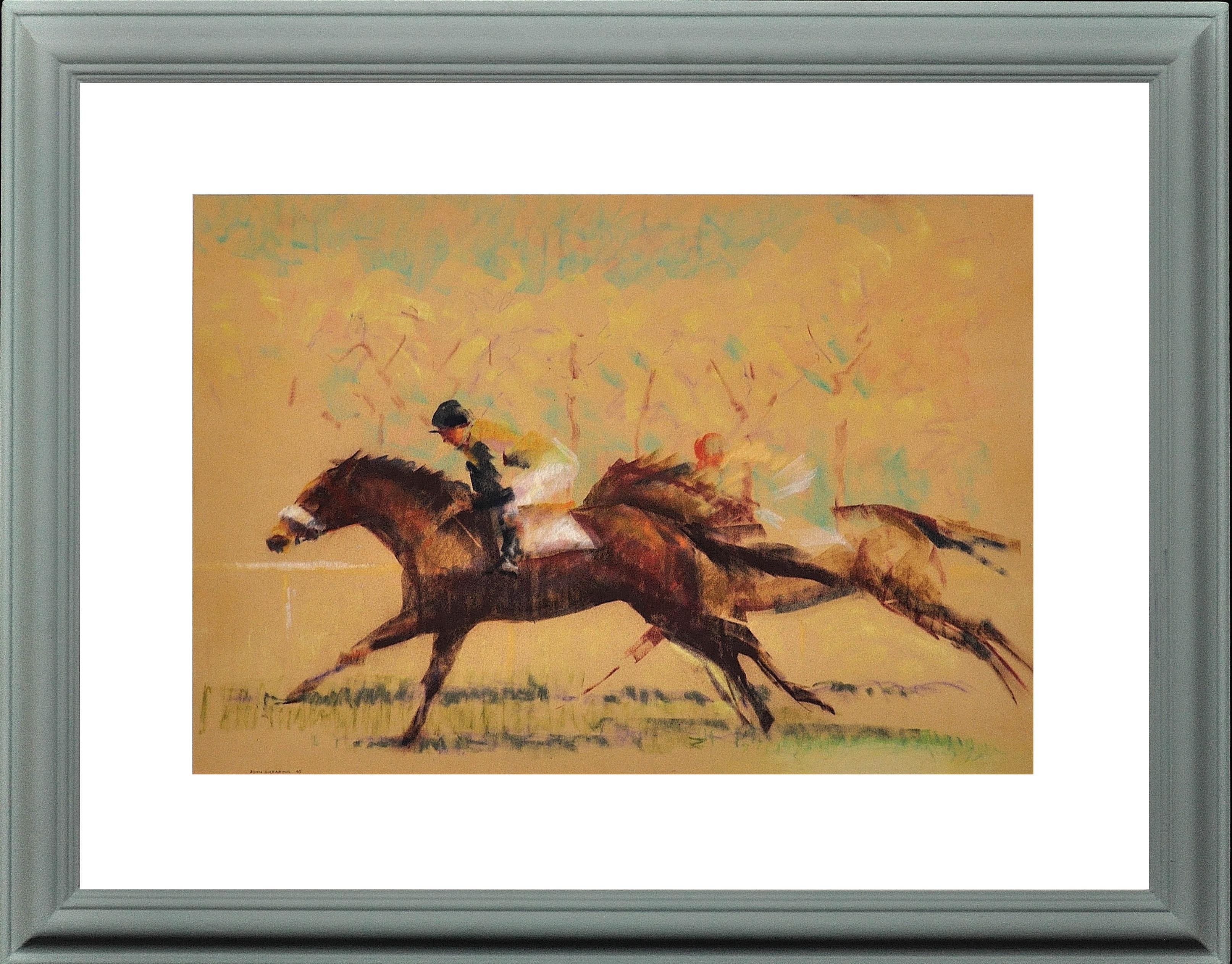 Into The Final Furlong The Last Stretch Of A Horse Race, œuvre d'art originale encadrée