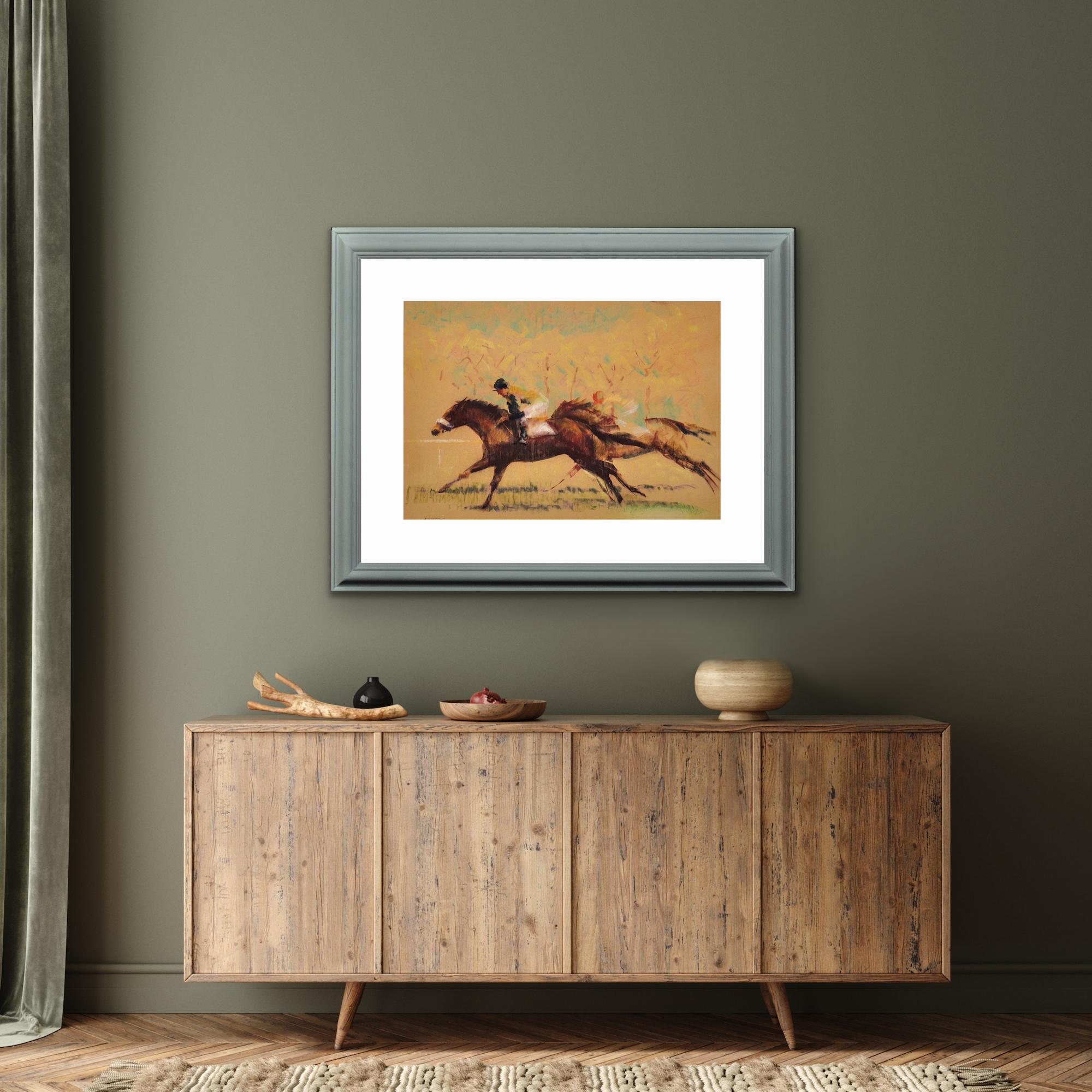 Into The Final Furlong The Last Stretch Of A Horse Race, œuvre d'art originale encadrée en vente 10