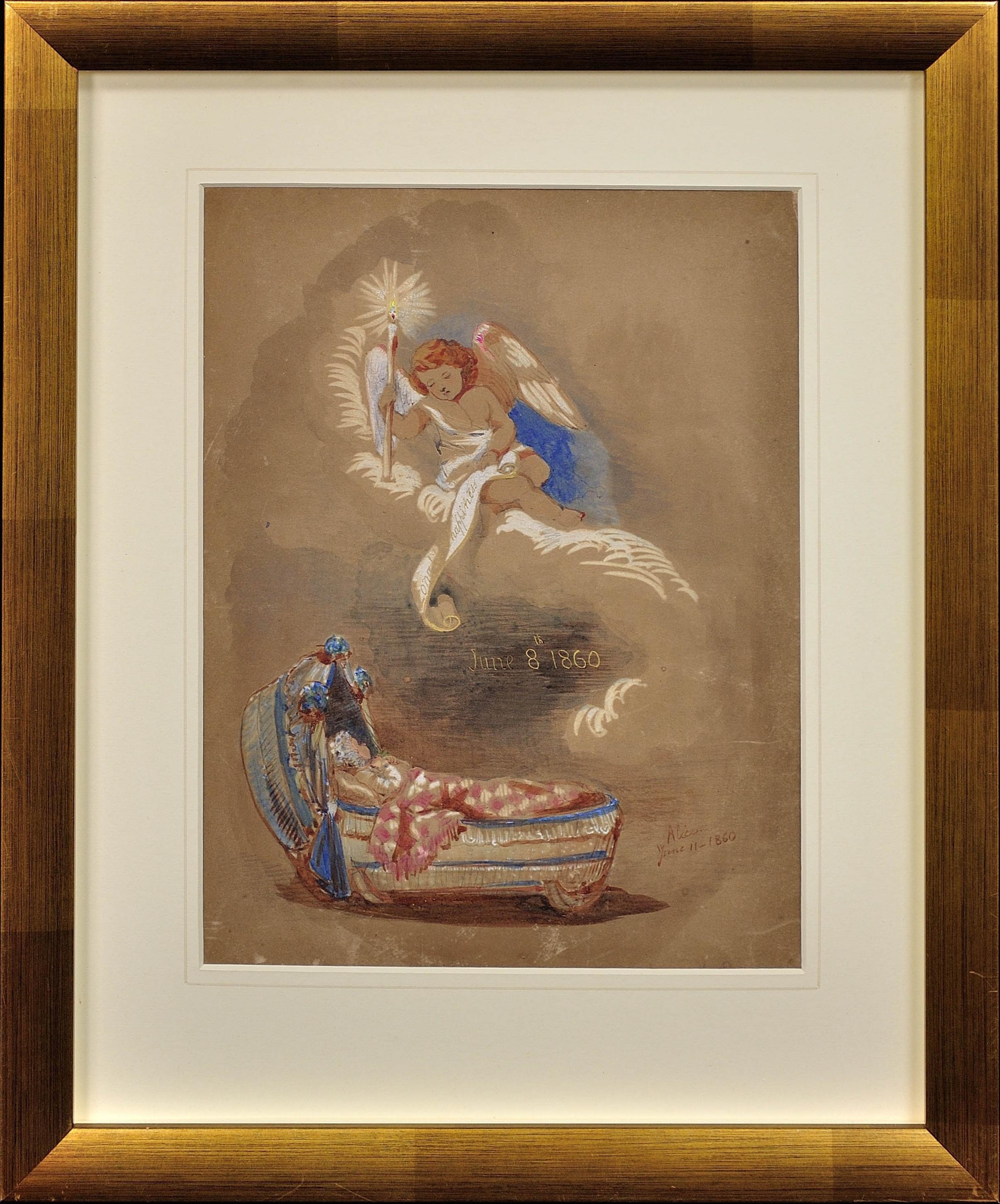 HRH Princess Alice Maud Mary Hanover Figurative Art - By Queen Victoria's Daughter Princess Alice Framed Royal Watercolor Painting