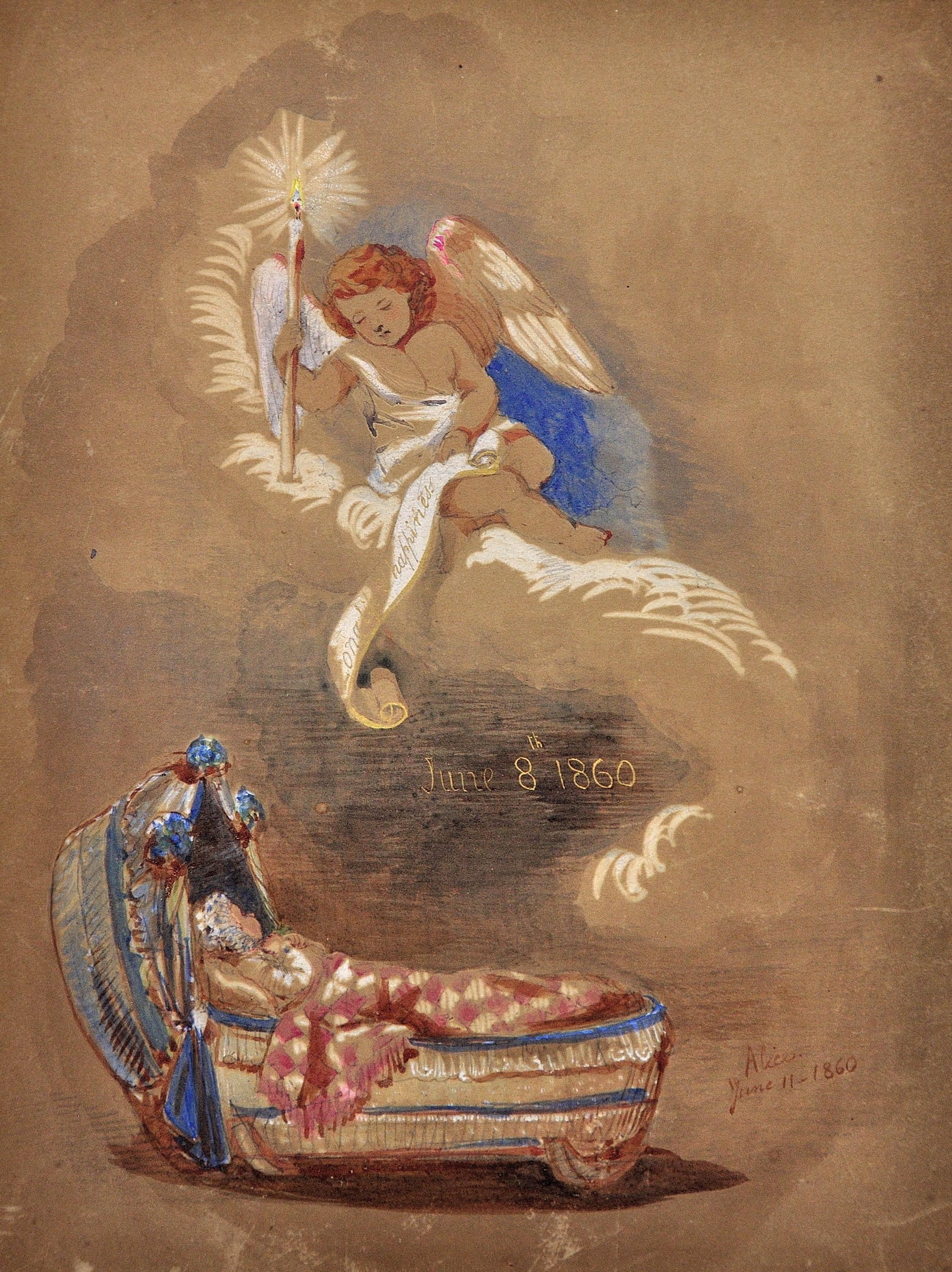 By Queen Victoria's Daughter Princess Alice Framed Royal Watercolor Painting - Art by HRH Princess Alice Maud Mary Hanover
