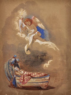 By Queen Victoria's Daughter Princess Alice Framed Royal Watercolor Painting