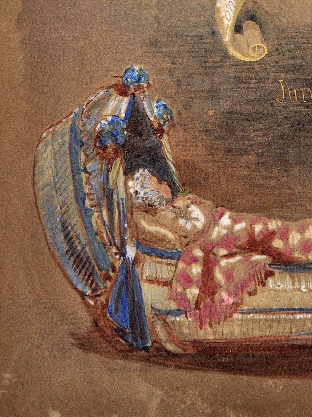 By Queen Victoria's Daughter Princess Alice Framed Royal Watercolor Painting For Sale 4