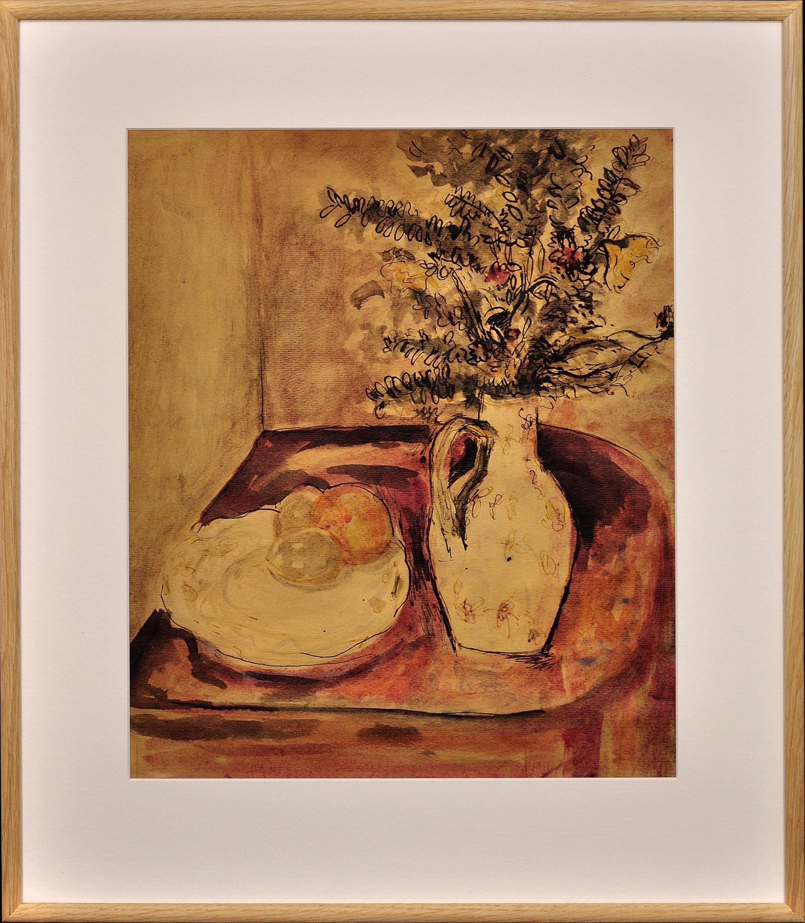 James Tower Still-Life – 1940er Jahre Kriegs-Stillleben-Aquarellgemälde eines berühmten Keramik-Keramik-Skulpturenbildhauers