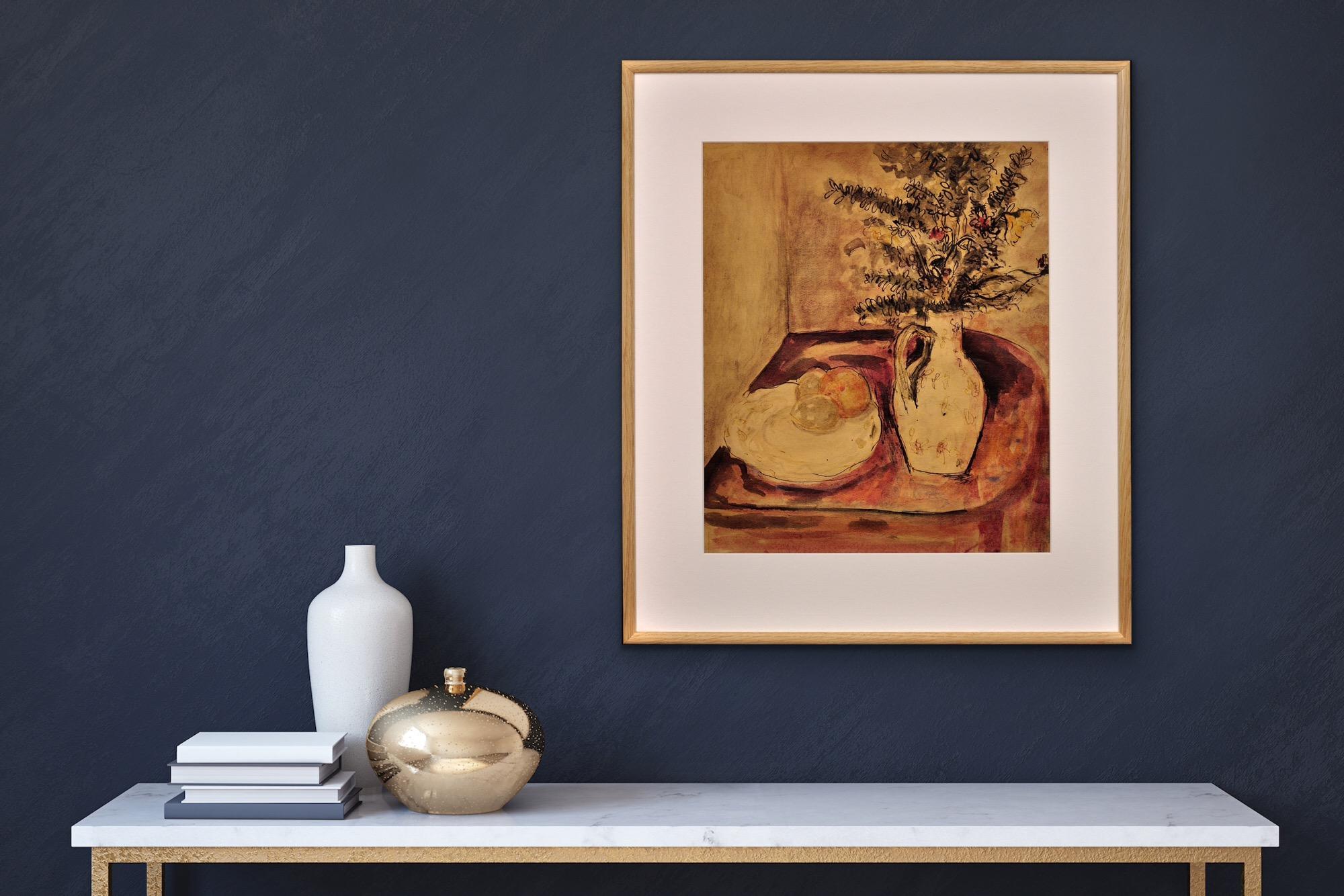 1940er Jahre Kriegs-Stillleben-Aquarellgemälde eines berühmten Keramik-Keramik-Skulpturenbildhauers im Angebot 2