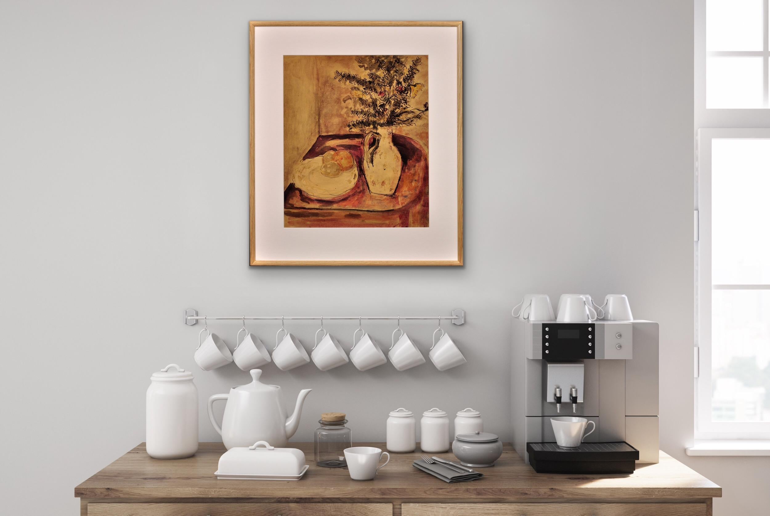 1940er Jahre Kriegs-Stillleben-Aquarellgemälde eines berühmten Keramik-Keramik-Skulpturenbildhauers im Angebot 7