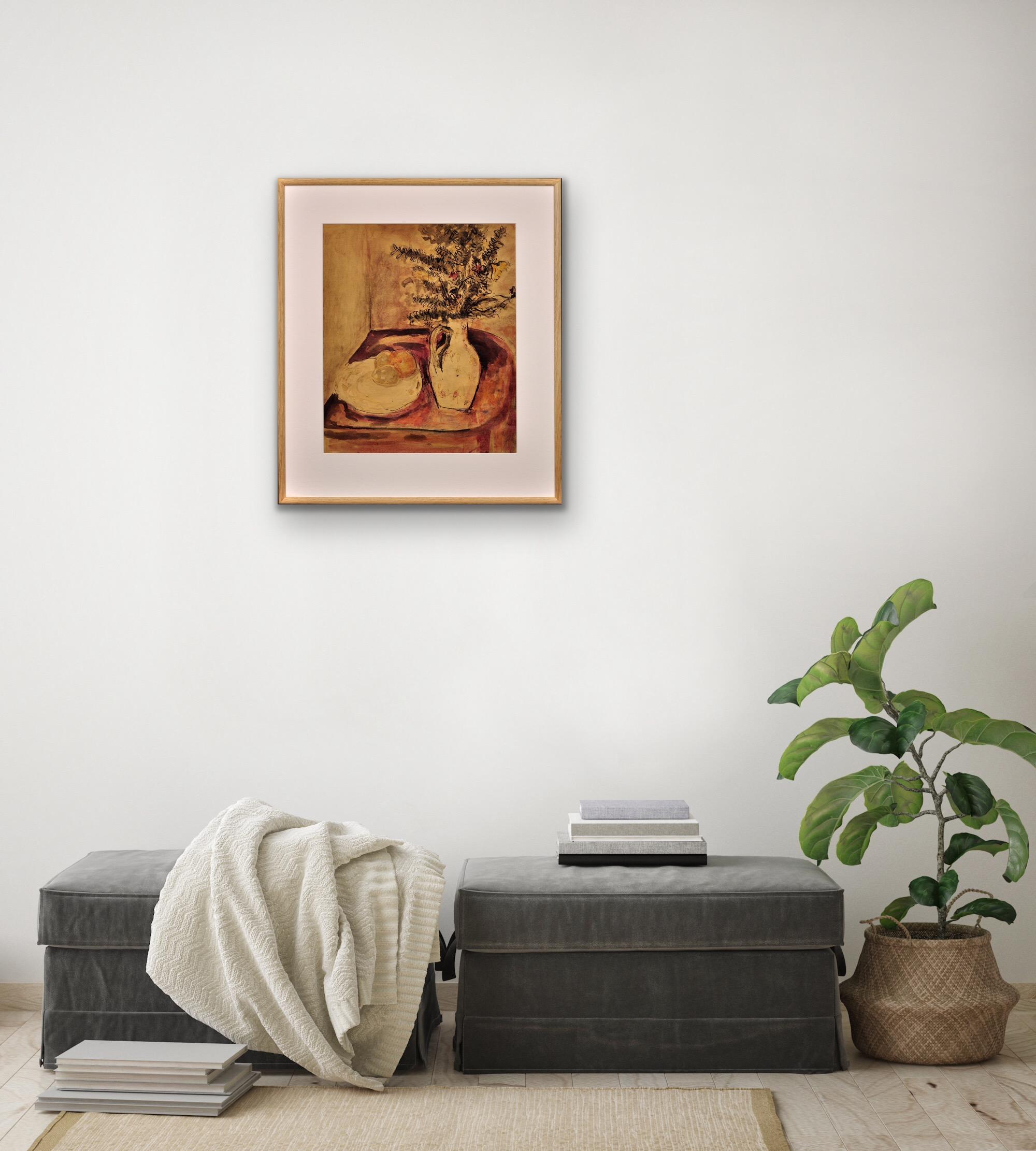 1940er Jahre Kriegs-Stillleben-Aquarellgemälde eines berühmten Keramik-Keramik-Skulpturenbildhauers im Angebot 11