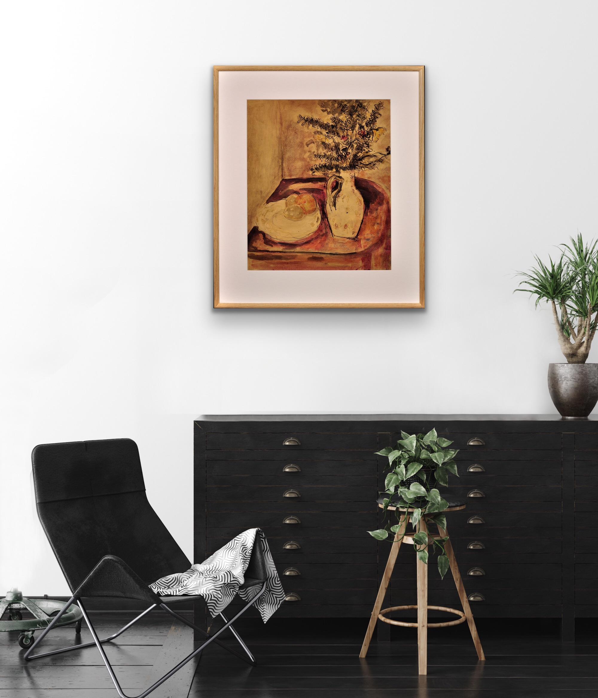 1940er Jahre Kriegs-Stillleben-Aquarellgemälde eines berühmten Keramik-Keramik-Skulpturenbildhauers im Angebot 12