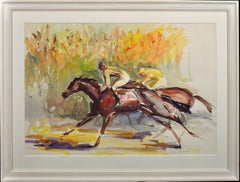 Vintage On the Gallops. 1976.Race Horses. Equine.Jockeys.Horse Racing. Racetrack.