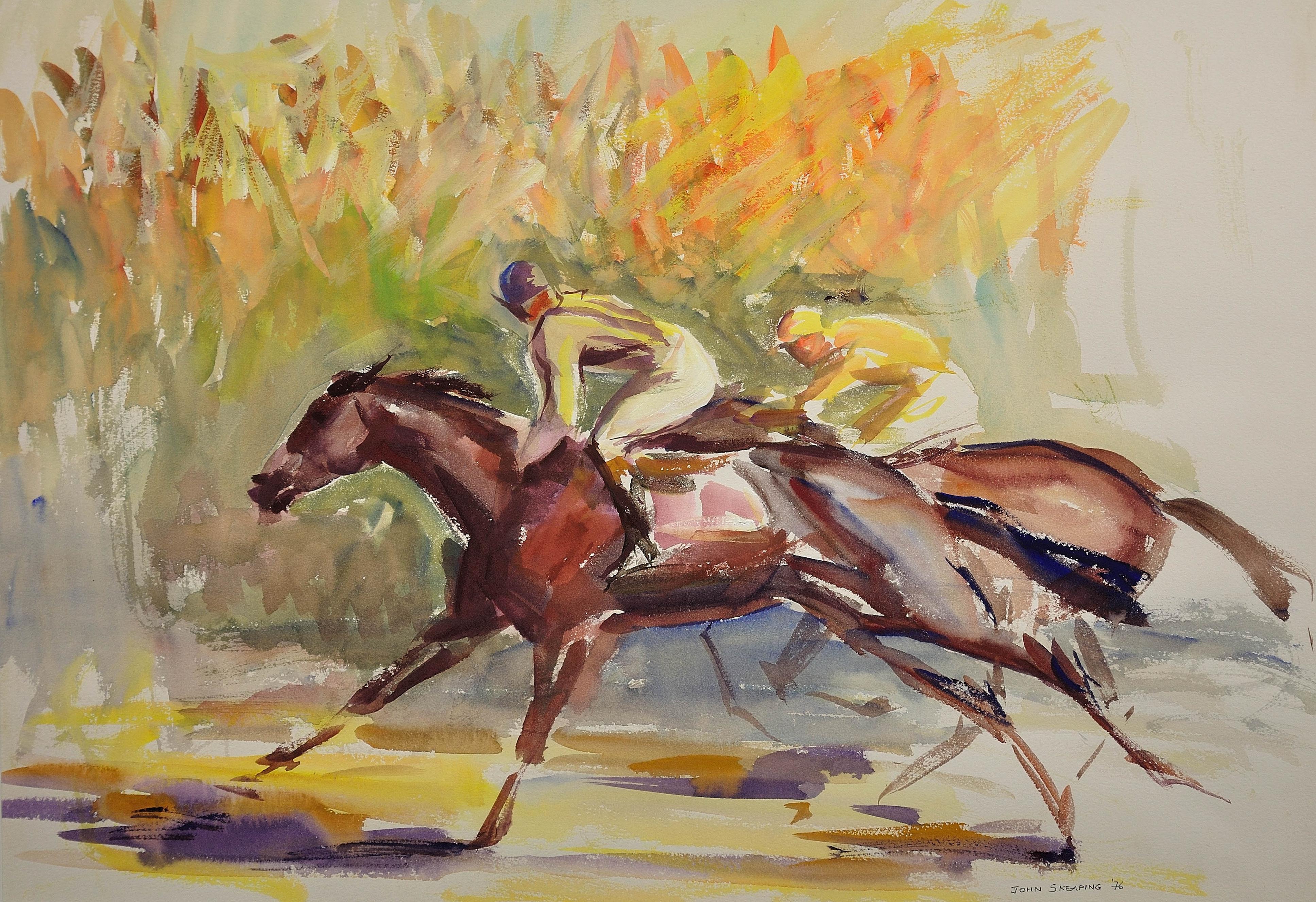 On The Gallops Caballos de carreras Velocidad equina Cuadro enmarcado Carreras de caballos inglesas - Art de John Rattenbury Skeaping