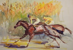 On The Gallops Race Horses Equine Speed Framed English Horse Racing Painting