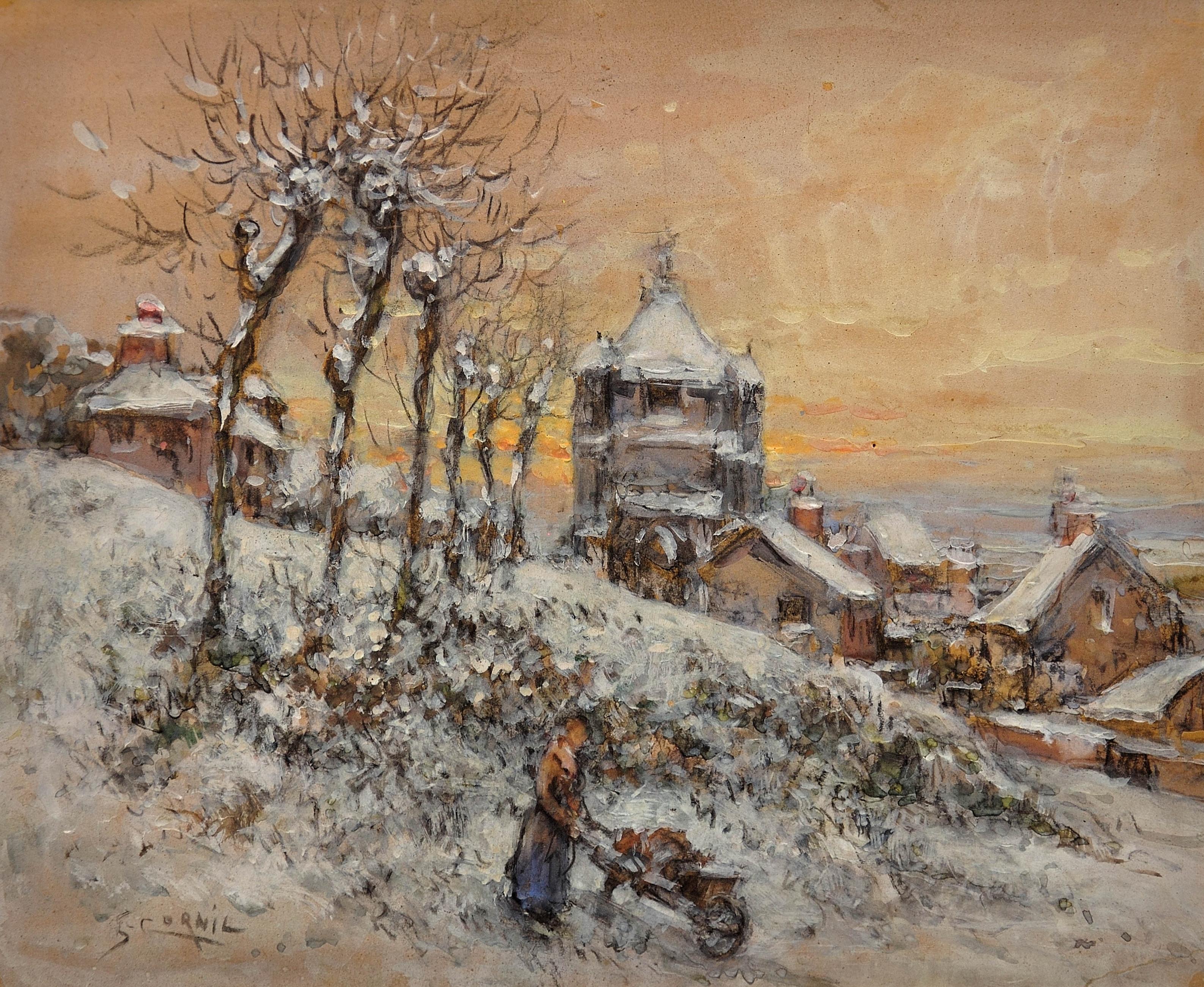 Récupérant Du Carburant Pour L'Hiver Reunir Combustible de Invierno El Periodo de la Gran Guerra - Painting de Gaston Cornil